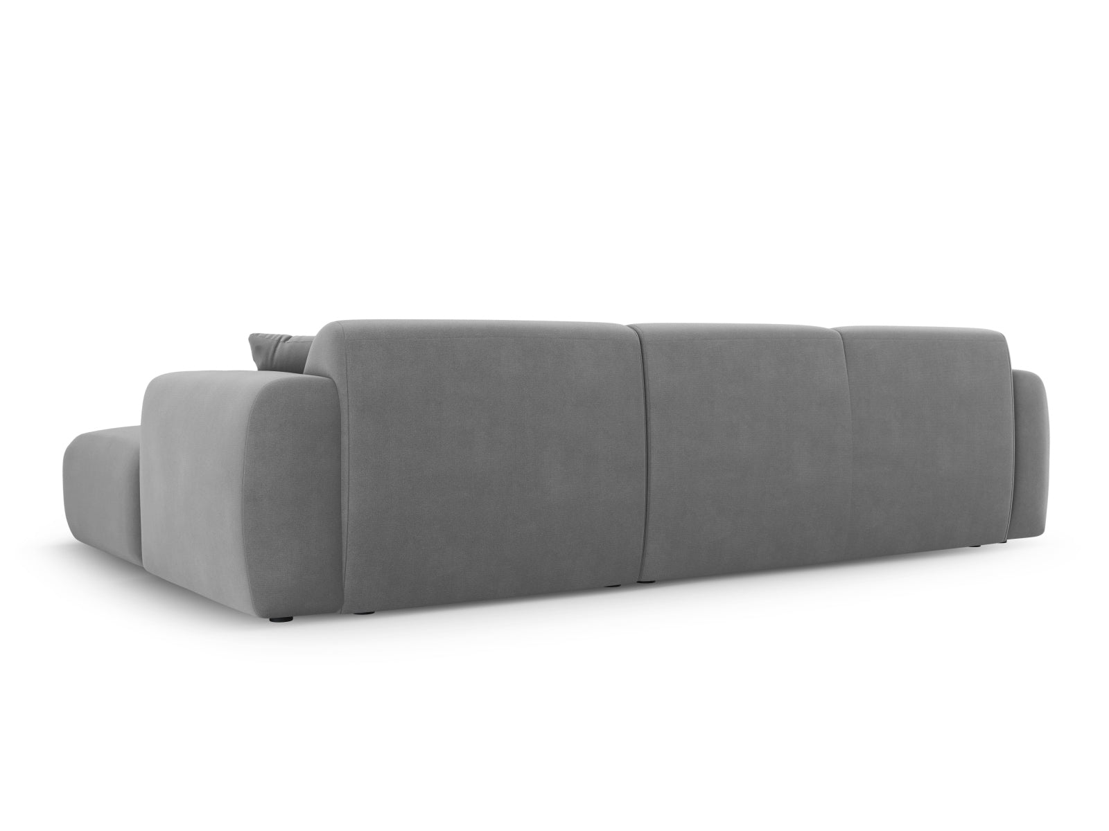 Elegantes Nolio Velour Ecksofa in hellem Grau, 4-Sitzer, ideal für stilvolle Wohnräume und entspannte Abende.