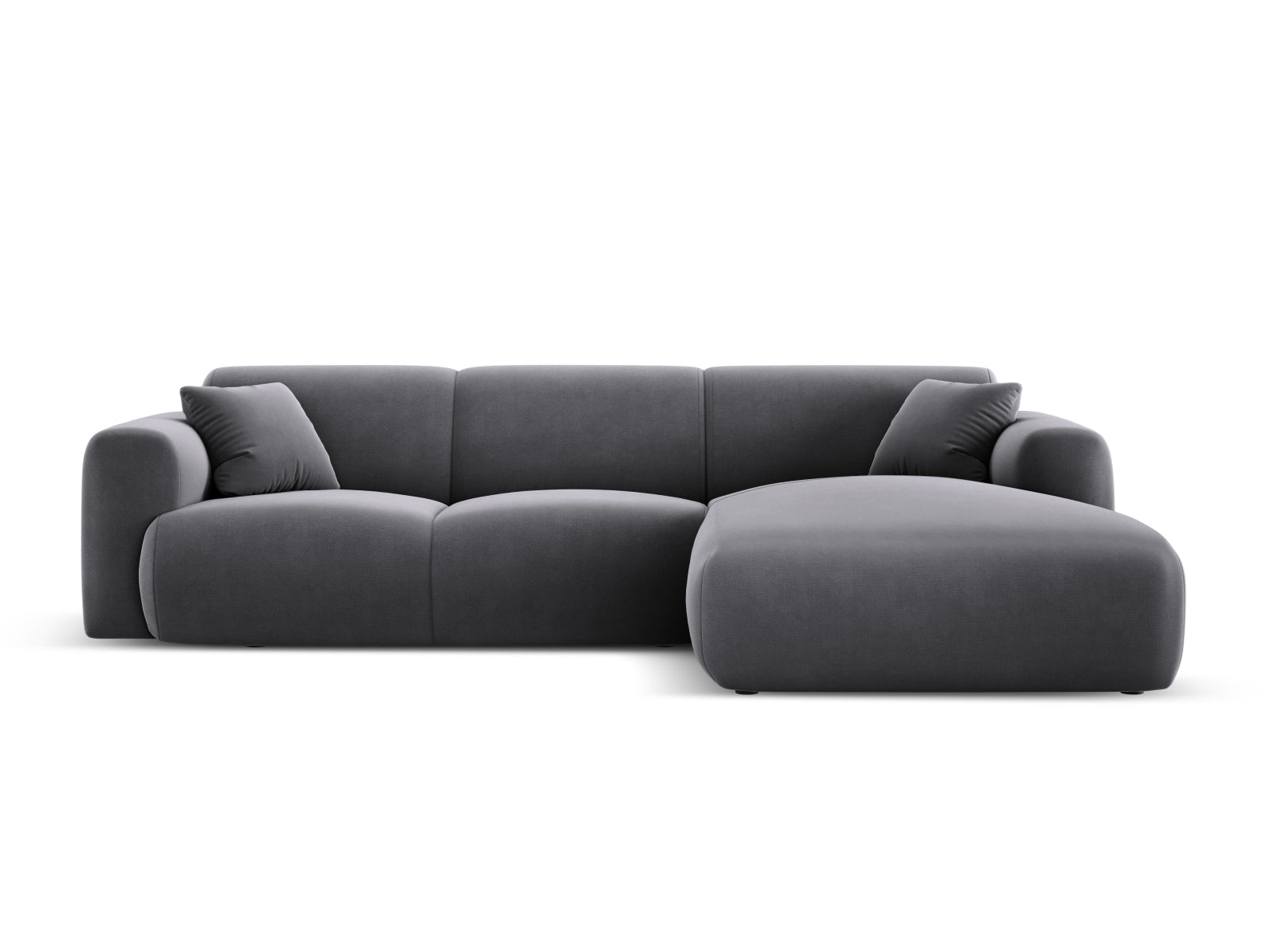 Nolio Velour Ecksofa rechts 4 Sitzer 170cm in Dark Grey-Casino präsentiert im Onlineshop von KAQTU Design AG. L-Sofa rechts ist von Cosmopolitan Design
