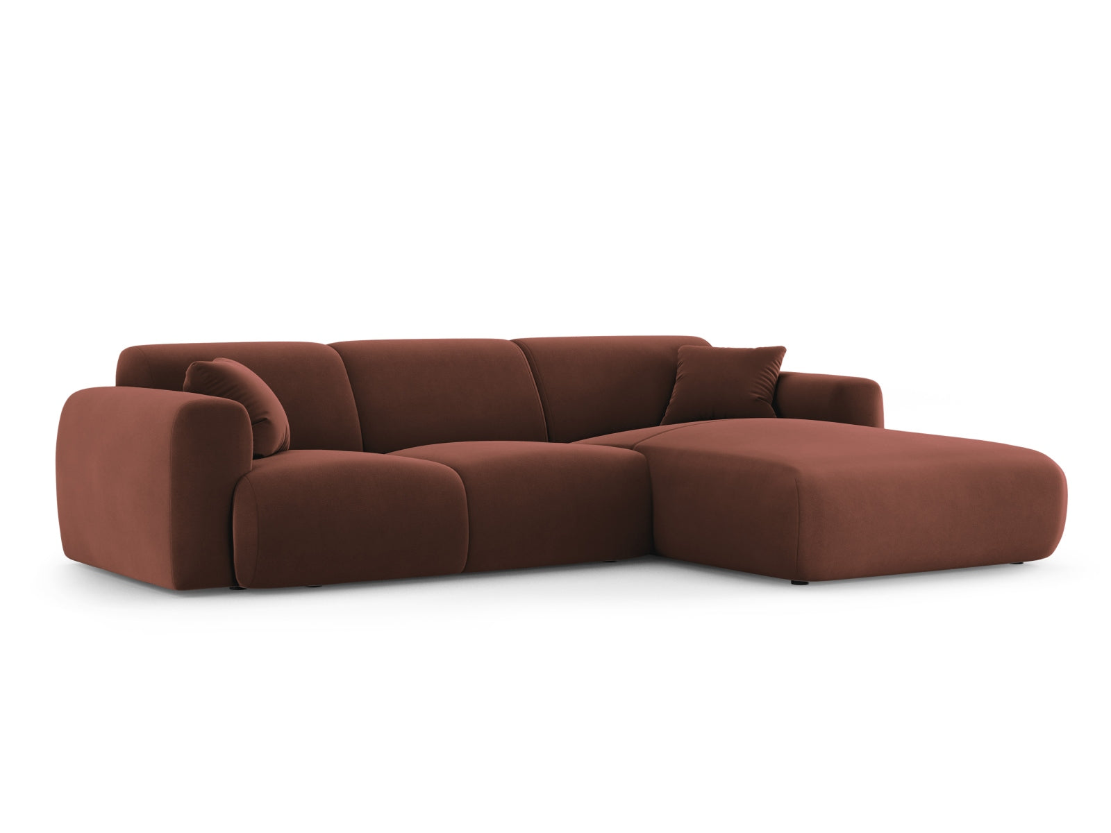 Modernes Nolio Velour Ecksofa in Cuoio-Casino, 4-Sitzer, rechts, perfekt für komfortable und stilvolle Wohnambiente.
