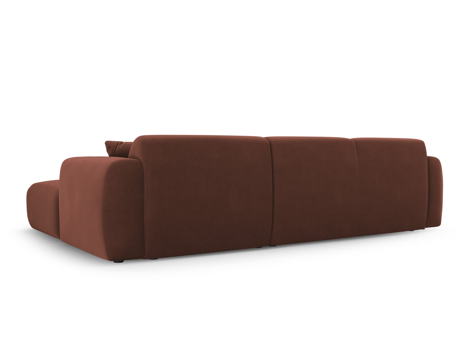 Elegantes Nolio Velour Ecksofa in Cuoio-Casino, 4-Sitzer, rechts, ideal für gemütliche und moderne Wohnräume.