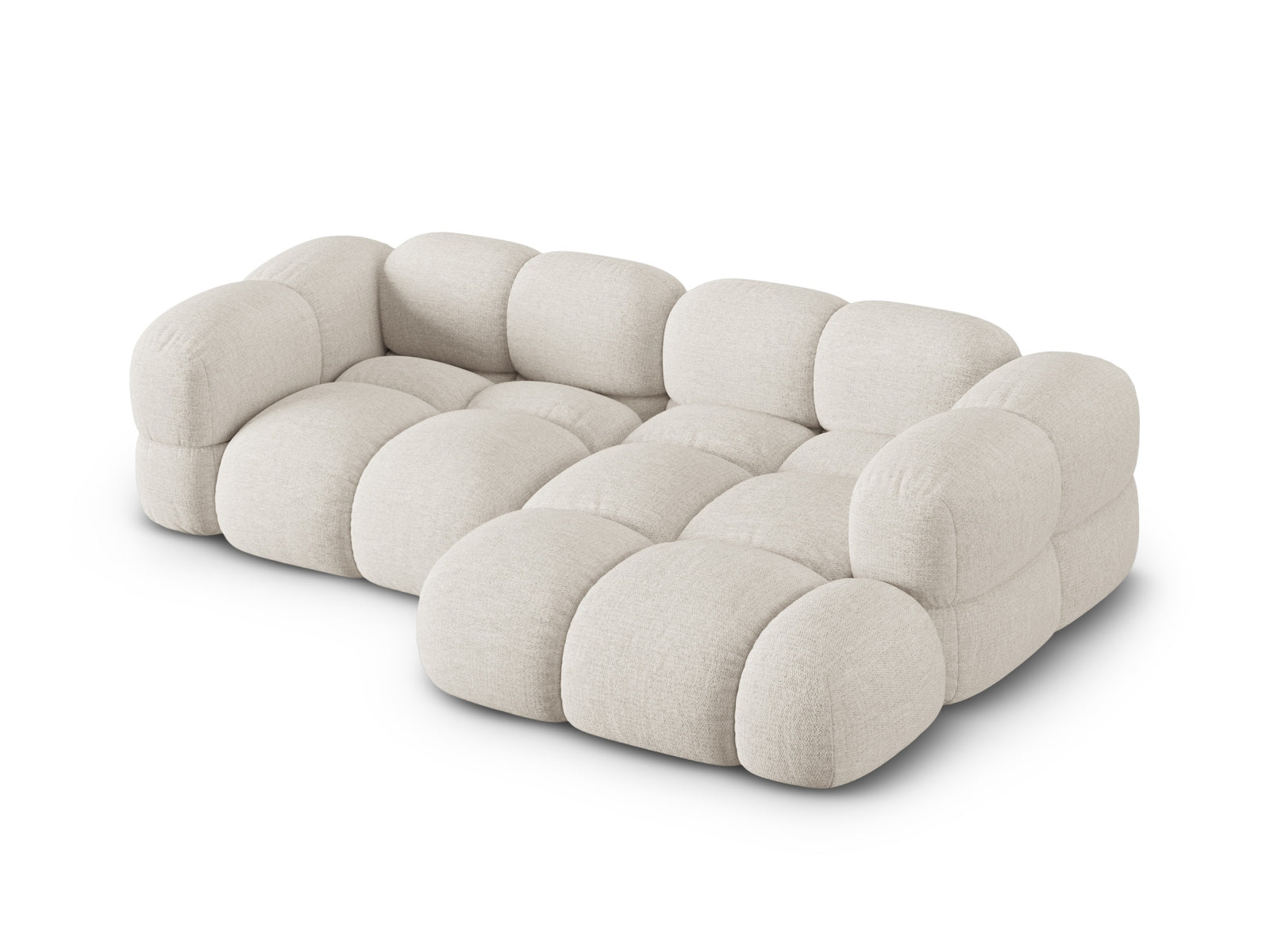 Beige Loretto Ecksofa rechts, 3-Sitzer mit modernem Look, ideal für gemütliche Abende und stilvolle Einrichtungsideen.
