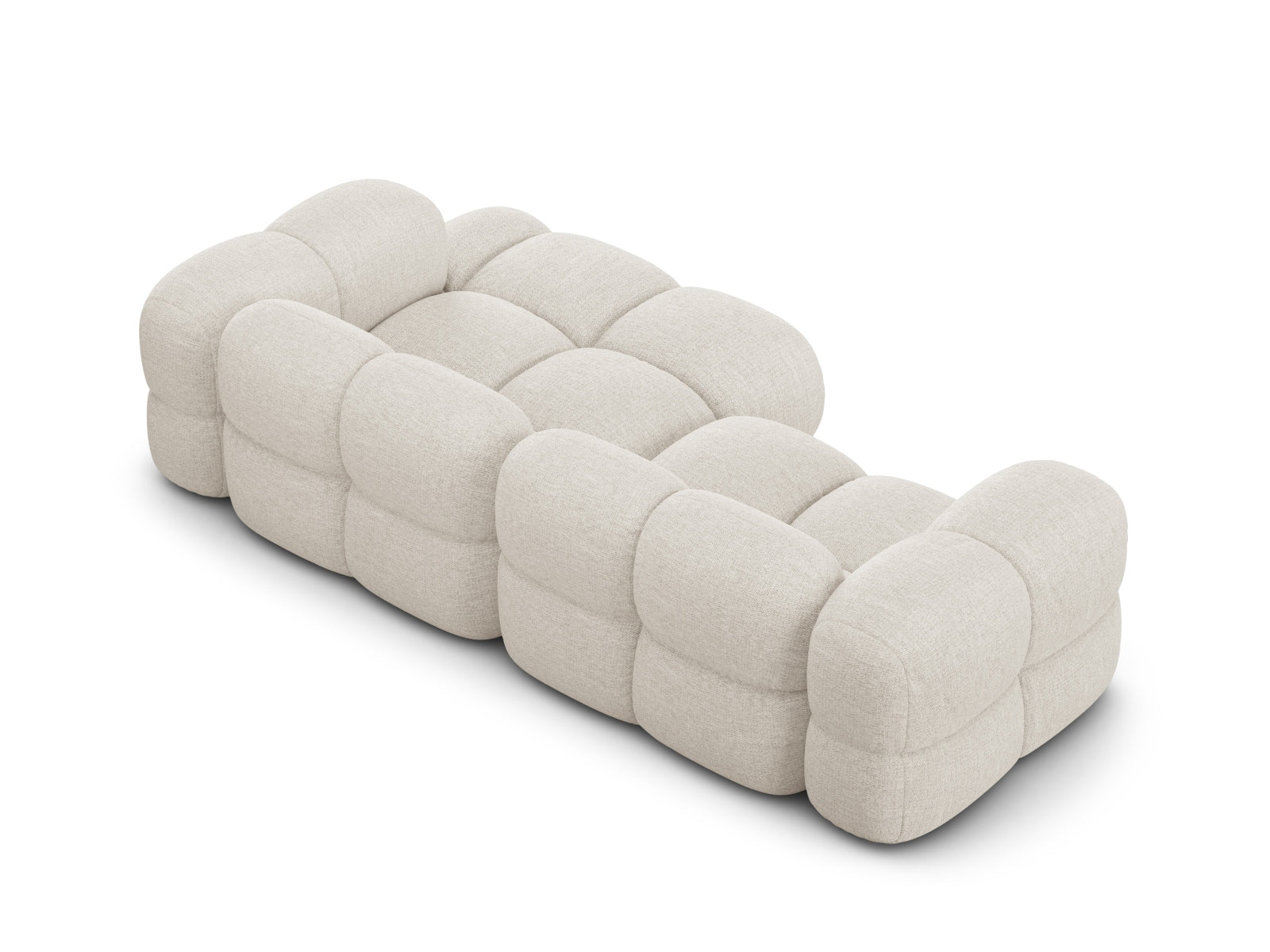 Beige Loretto Ecksofa rechts, 3-Sitzer mit elegantem Design, perfekt für stilvolle Wohnräume und entspannte Stunden.