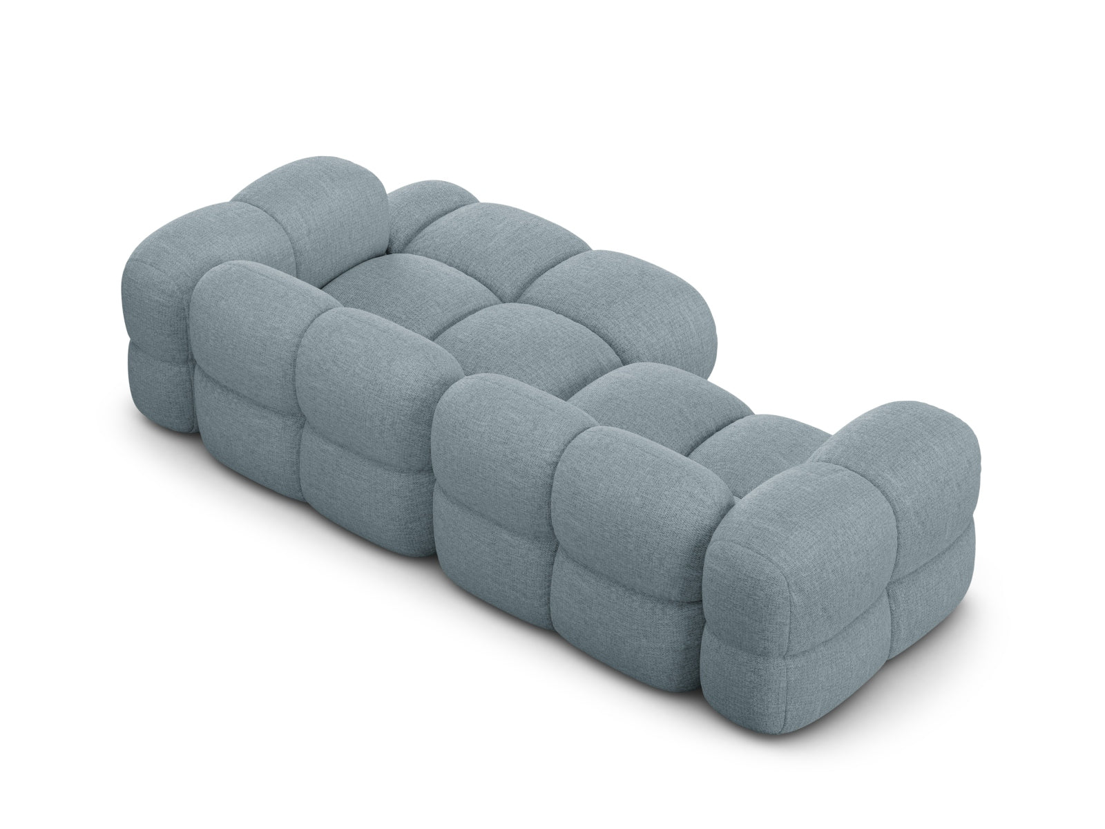 Modernes Loretto Ecksofa in sanftem Pastellblau, 3-Sitzer, perfekt für gemütliche Ecken in Ihrem Zuhause, von Cosmopolitan Design.