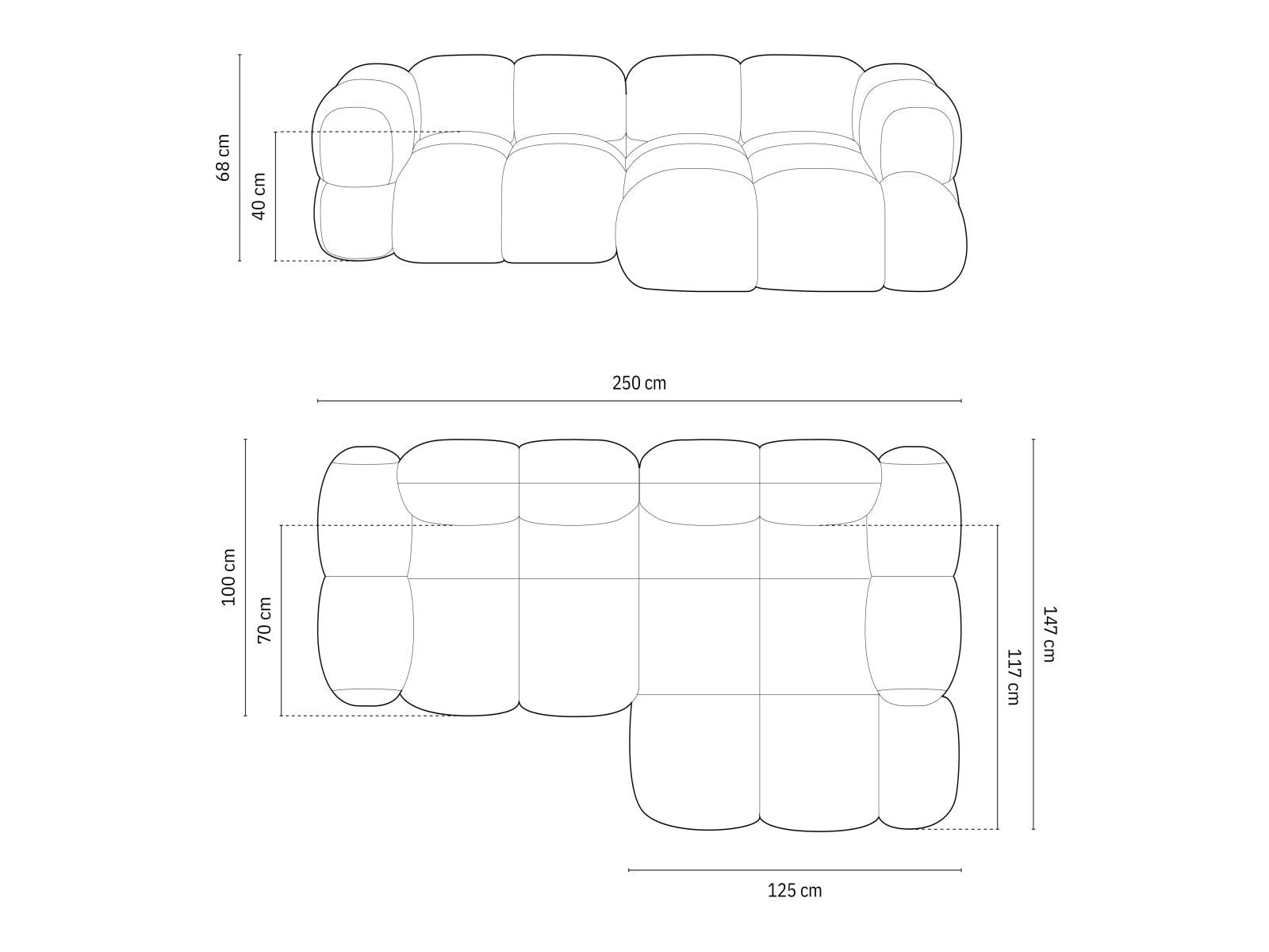 Modernes Loretto Ecksofa in stilvollem Grau, 3-Sitzer, 147 cm, perfekt für gemütliche Ecken in Ihrem Zuhause, erhältlich bei Cosmopolitan Design.