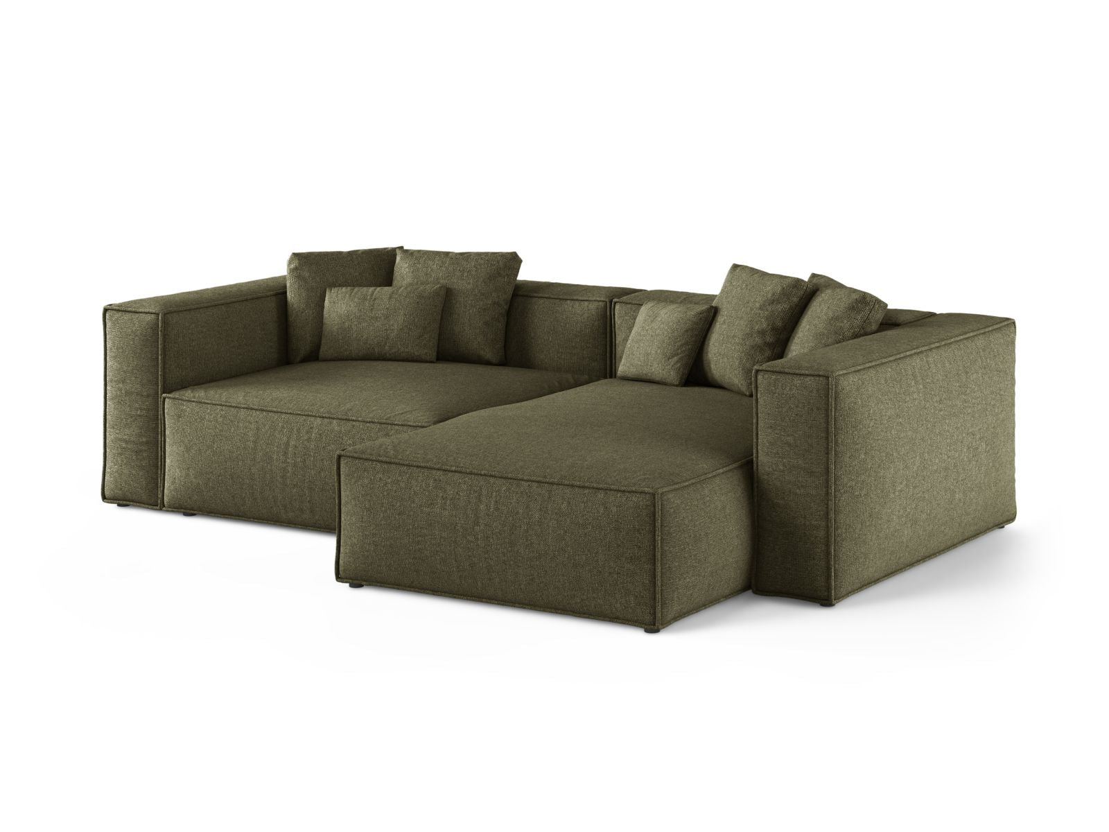 Elegantes 3-Sitzer Ecksofa Aveiro in stilvollem Grün, ideal für moderne Wohnräume, präsentiert von Cosmopolitan Design.