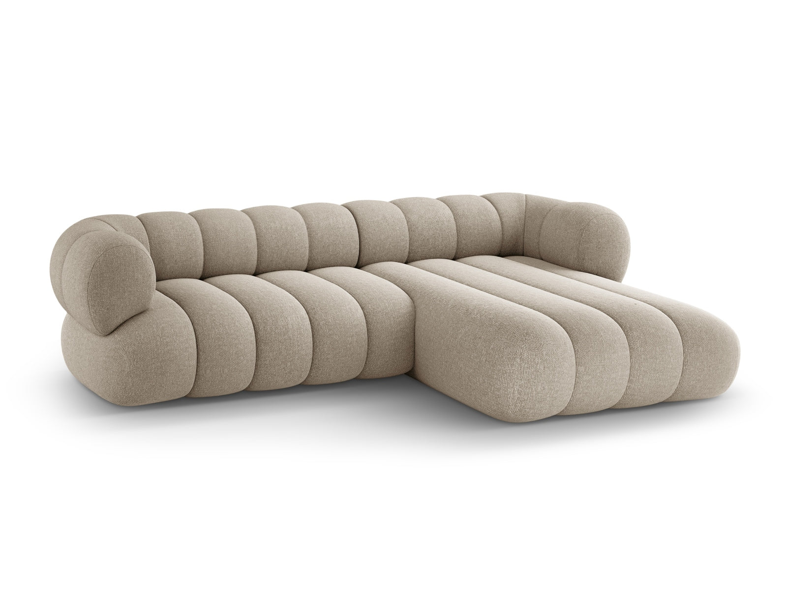 Modernes Koge Ecksofa rechts, 5 Sitzer in edlem Dunkelbeige, perfekt für komfortable und stilvolle Wohnlandschaften von Cosmopolitan Design.