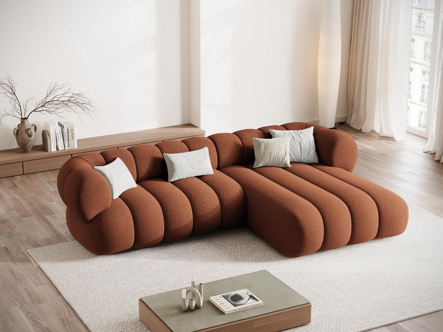 Gemütliches Koge Ecksofa rechts 5 Sitzer in Brick-Eden, ideal für stilvolle Wohnräume, präsentiert von Cosmopolitan Design.