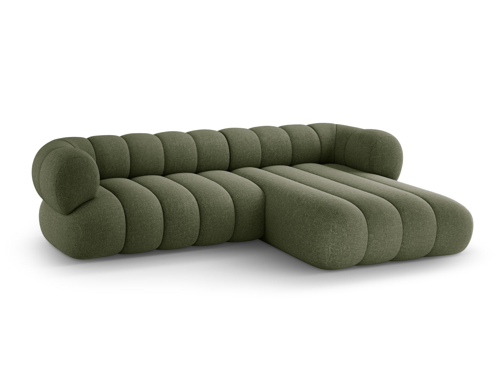 Elegantes Koge Ecksofa rechts, 5 Sitzer in Green-Eden, vereint Komfort und modernes Design, perfekt für stilvolle Wohnräume.
