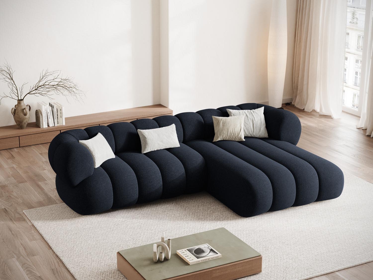 Modernes Koge Ecksofa rechts 5 Sitzer in Light Grey-Eden, stilvoll und komfortabel, ideal für jedes Wohnzimmer. Entdecken Sie es bei KAQTU Design AG.