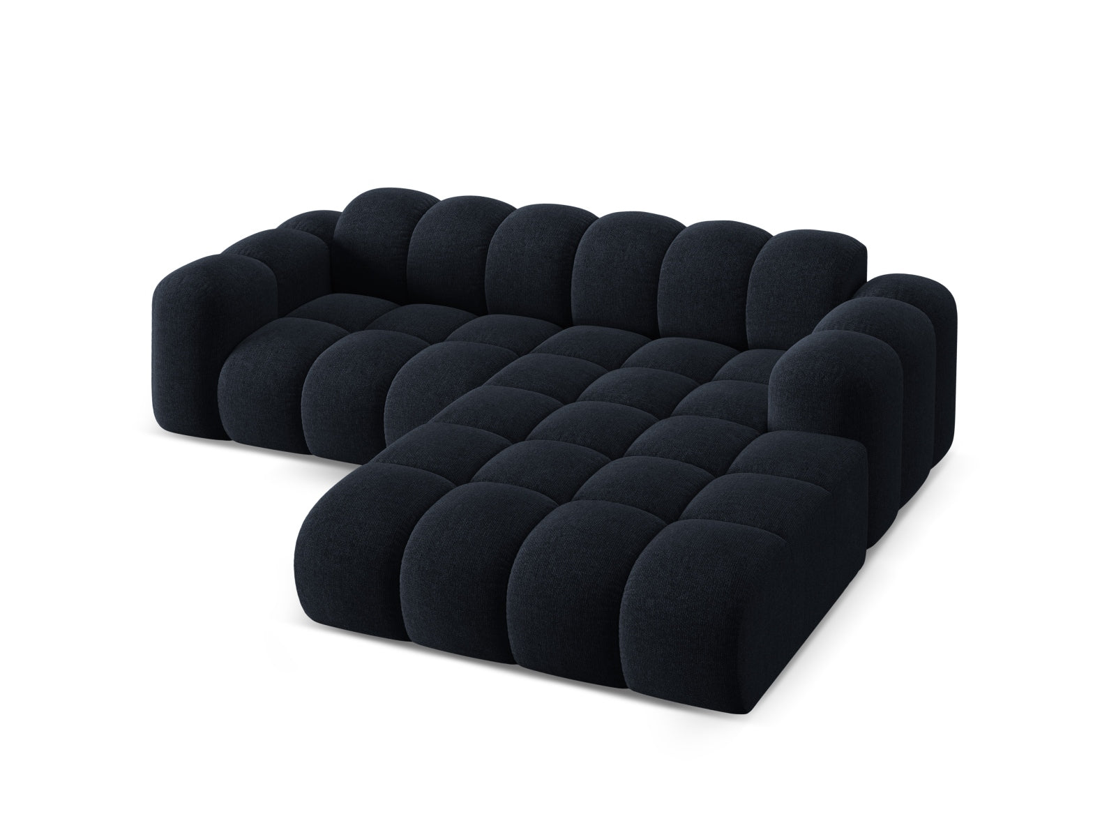 Elegantes 3-Sitzer Ecksofa Treno in Navy Blue-Eden, ideal für stilvolle Wohnräume und entspannte Stunden von Cosmopolitan Design.