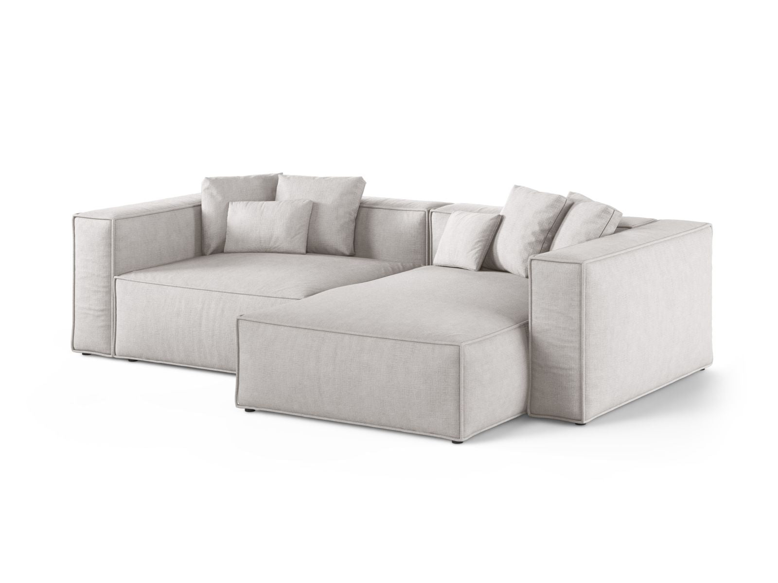 Stylisches 3-Sitzer Ecksofa Aveiro in hellem Grau, ideal für moderne Wohnräume, präsentiert von Cosmopolitan Design.