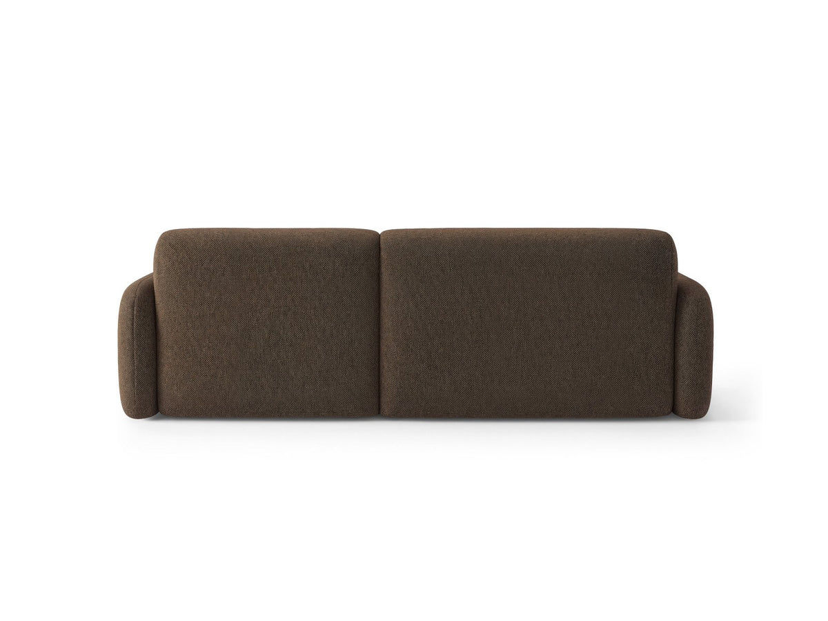 Ecksofa Malmo mit Récamière, bezogen in Chenille-Stoff Scott, auf schwarzen Beinen