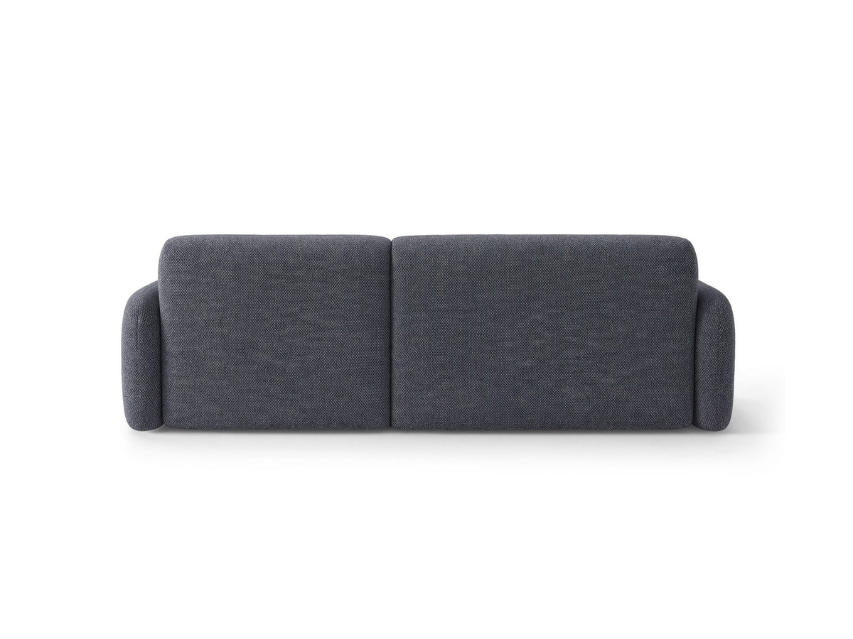 Ecksofa Malmo mit Récamière, bezogen in Chenille-Stoff Scott, auf schwarzen Beinen