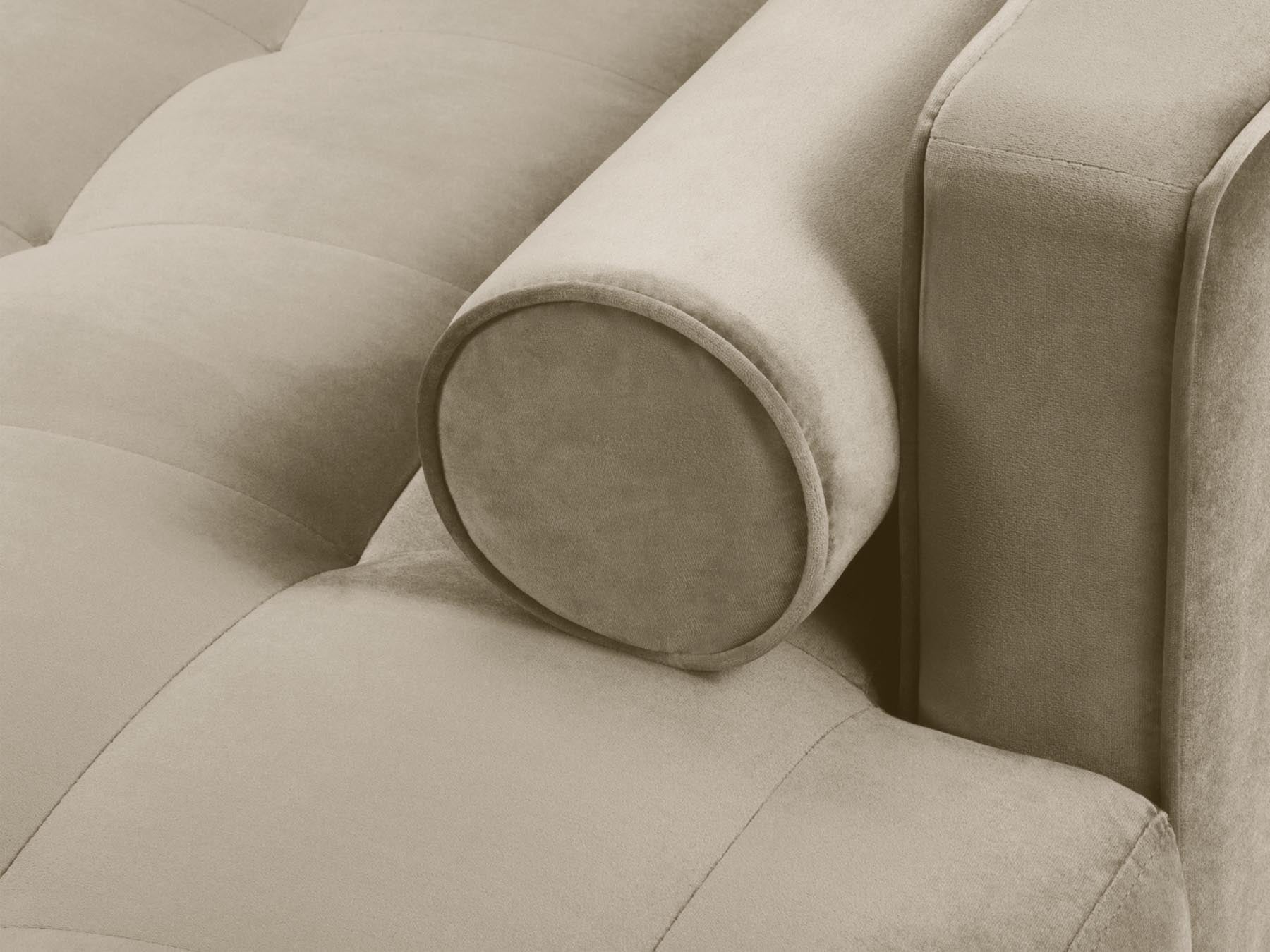 Modernes 4-Sitzer Ecksofa rechts Aspen in edlem Dunkelbeige, perfekt für stilvolle Wohnzimmer und gesellige Abende.