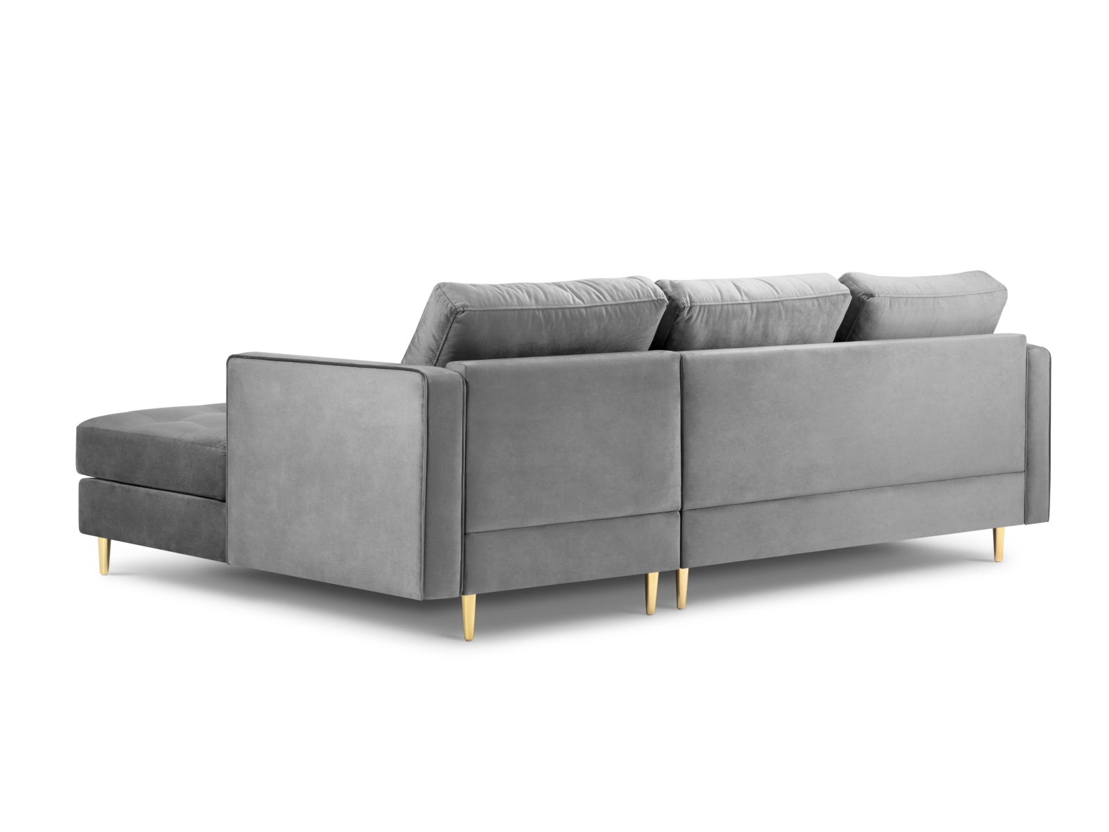 Modernes 4-Sitzer Ecksofa Aspen in elegantem Grau, perfekt für stilvolle Wohnzimmer und gemütliche Abende, erhältlich bei Cosmopolitan Design.