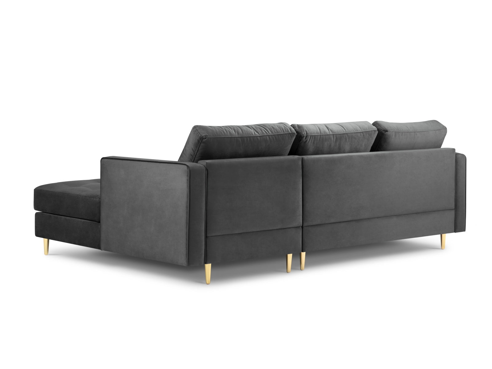 Modernes 4-Sitzer Ecksofa rechts Aspen in edlem Dunkelgrau, perfekt für gemütliche und stilvolle Wohnambiente.