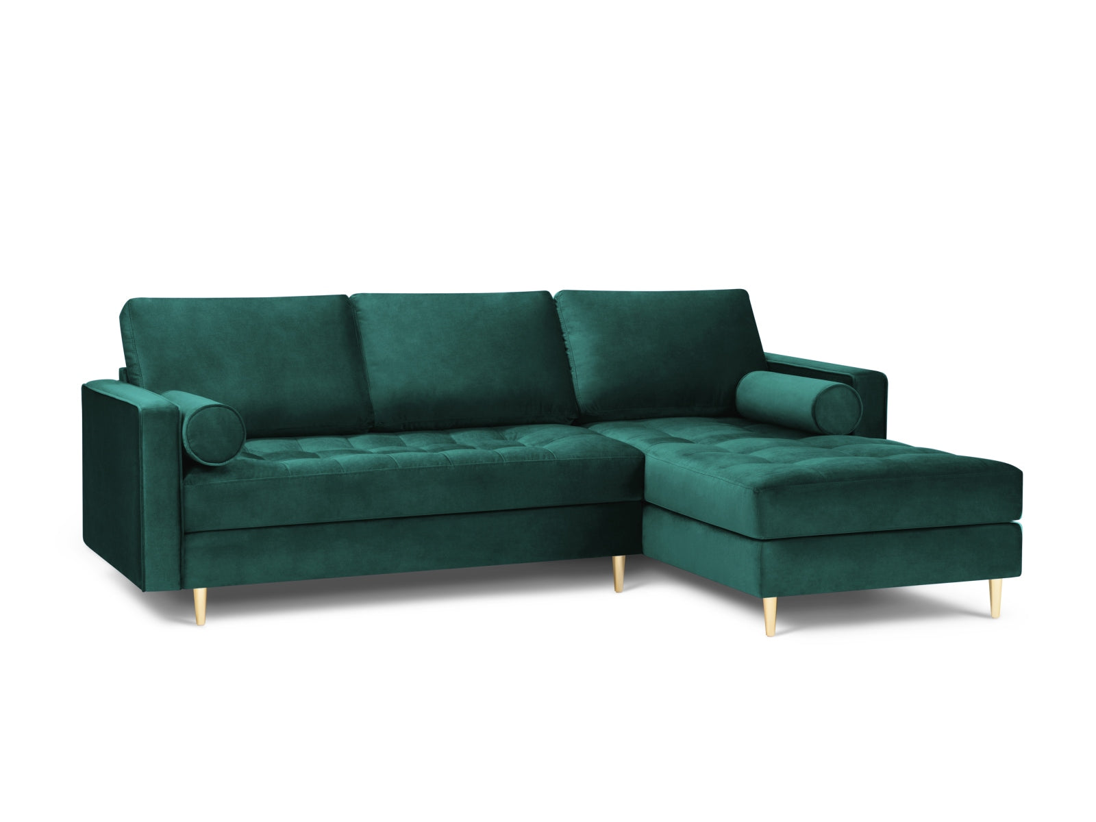 Elegantes 4-Sitzer Ecksofa rechts Aspen in stilvollem Petrol, ideal für moderne Wohnräume, erhältlich bei KAQTU Design AG.