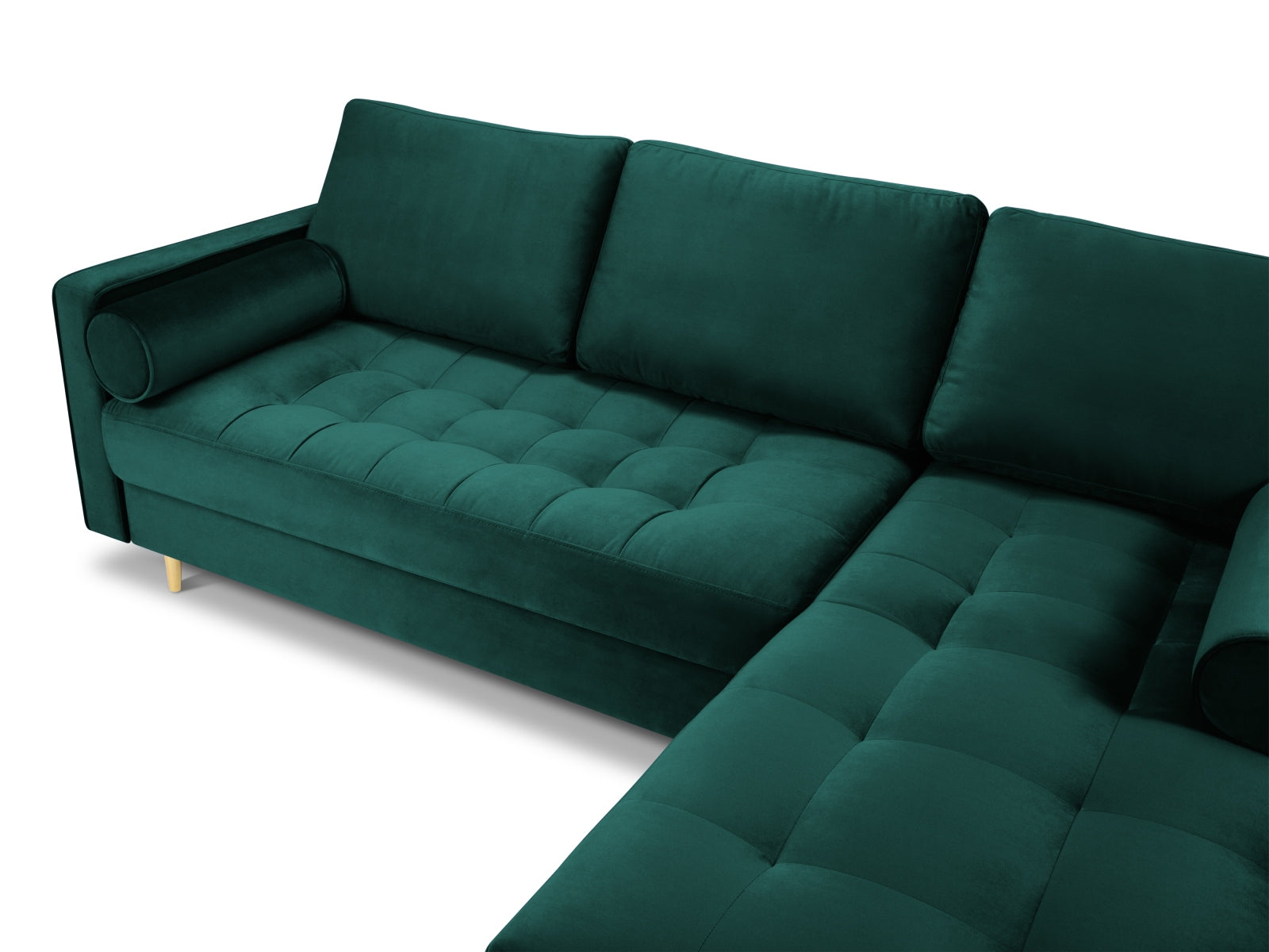 Elegantes 4-Sitzer Ecksofa rechts Aspen in trendigem Petrol, ideal für einladende Wohnräume und entspannte Stunden.