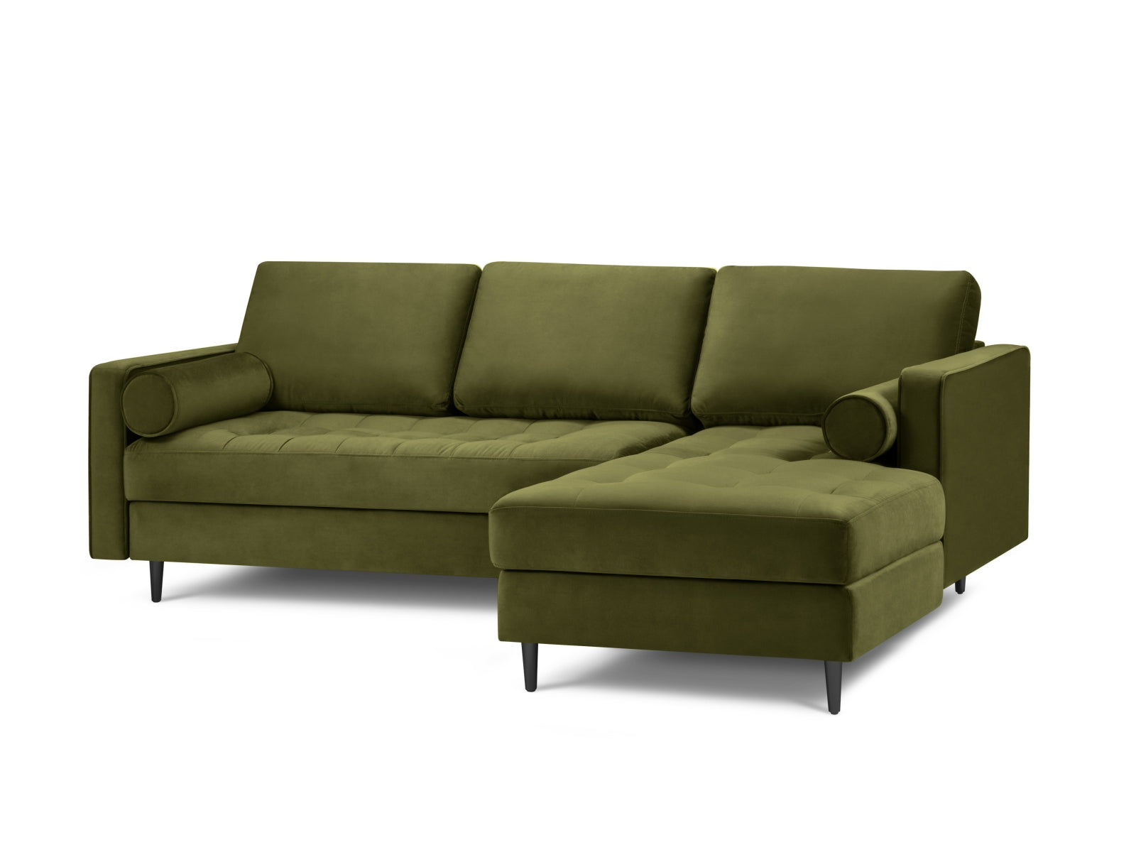 Stylisches 4-Sitzer Ecksofa rechts Aspen in ansprechendem Grünton, perfekt für stilvolle und komfortable Wohnbereiche von Cosmopolitan Design.