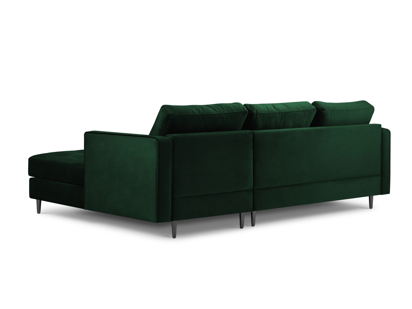 Modernes 4-Sitzer Ecksofa rechts Aspen in edlem Flaschengrün, perfekt für stilvolle Wohnräume und gemütliche Abende.