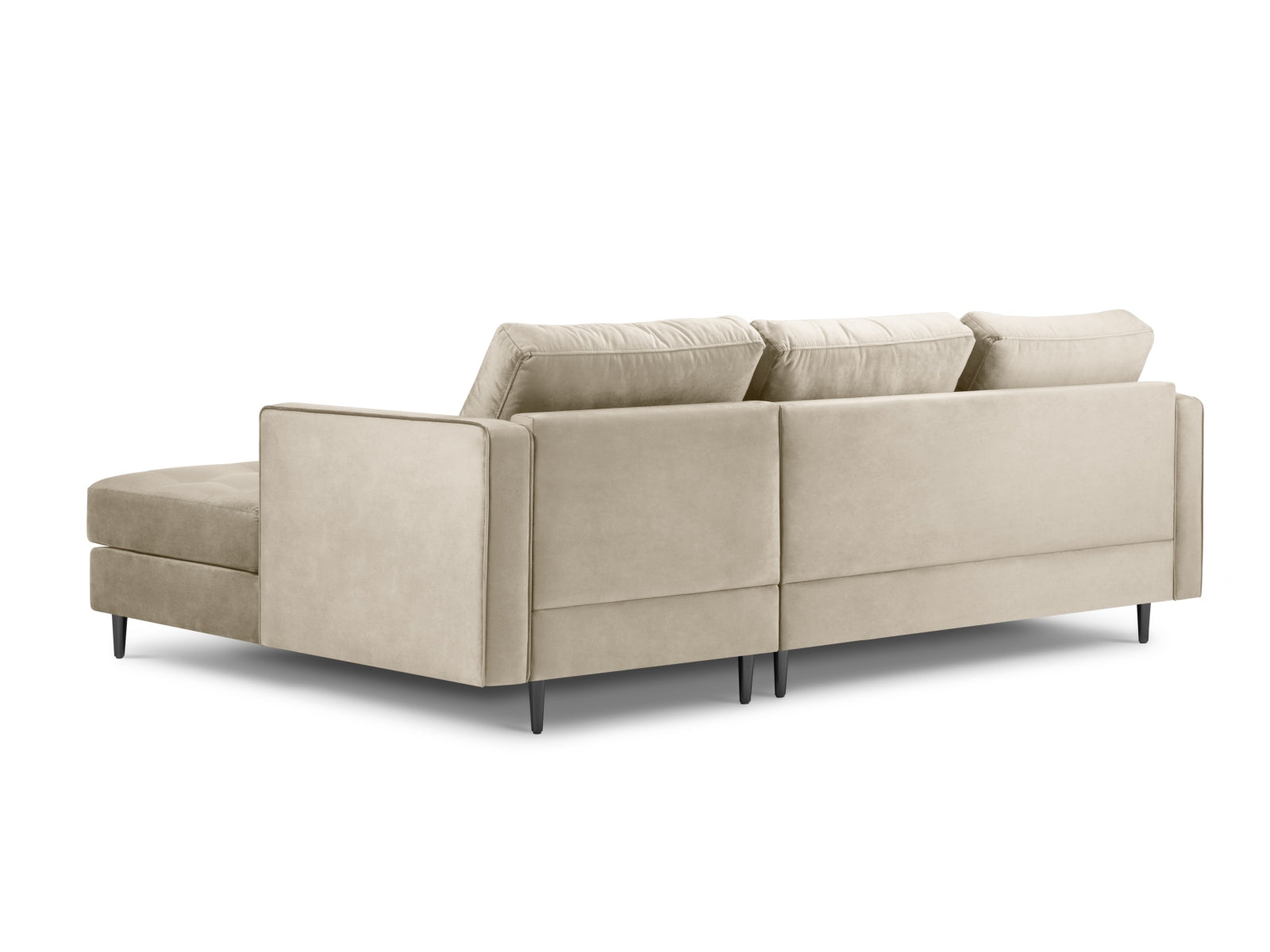 Modernes 4-Sitzer Ecksofa rechts Aspen in edlem Dunkelbeige, perfekt für stilvolle Wohnräume und gesellige Abende.