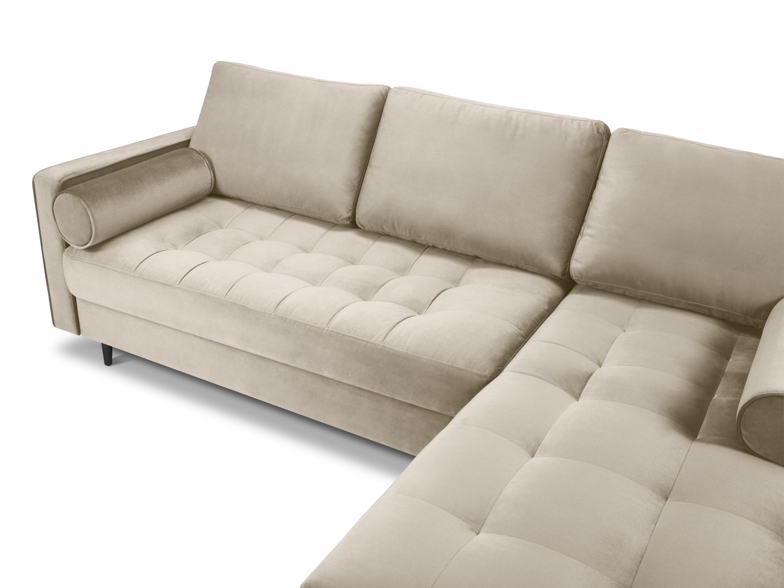 Elegantes 4-Sitzer Ecksofa rechts Aspen in stilvollem Dunkelbeige, ideal für gemütliche Abende und moderne Wohnkonzepte.