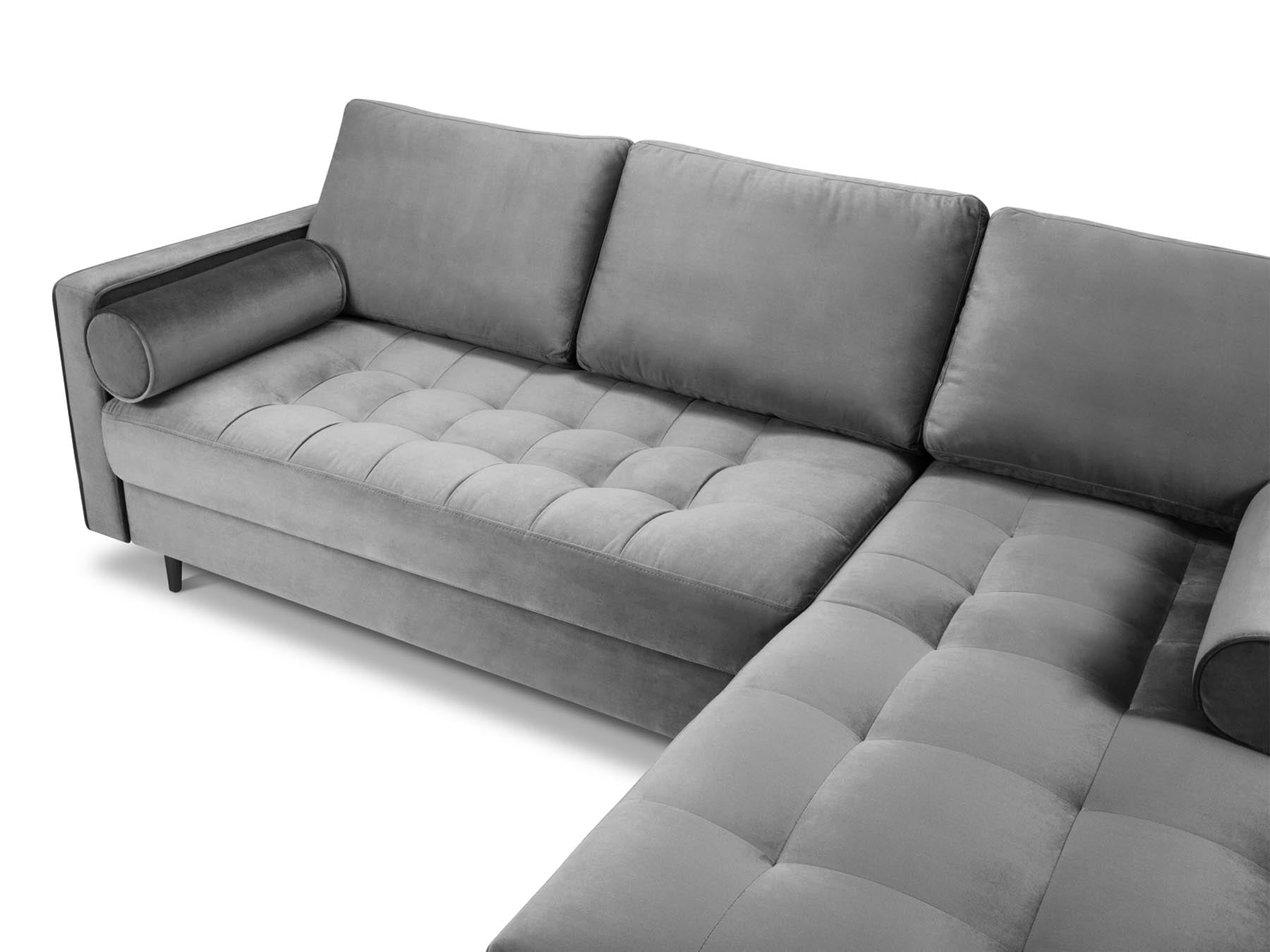 Elegantes 4-Sitzer Ecksofa Aspen in zeitlosem Grau, ideal für gemütliche Stunden und geschmackvolle Wohnräume von Cosmopolitan Design.