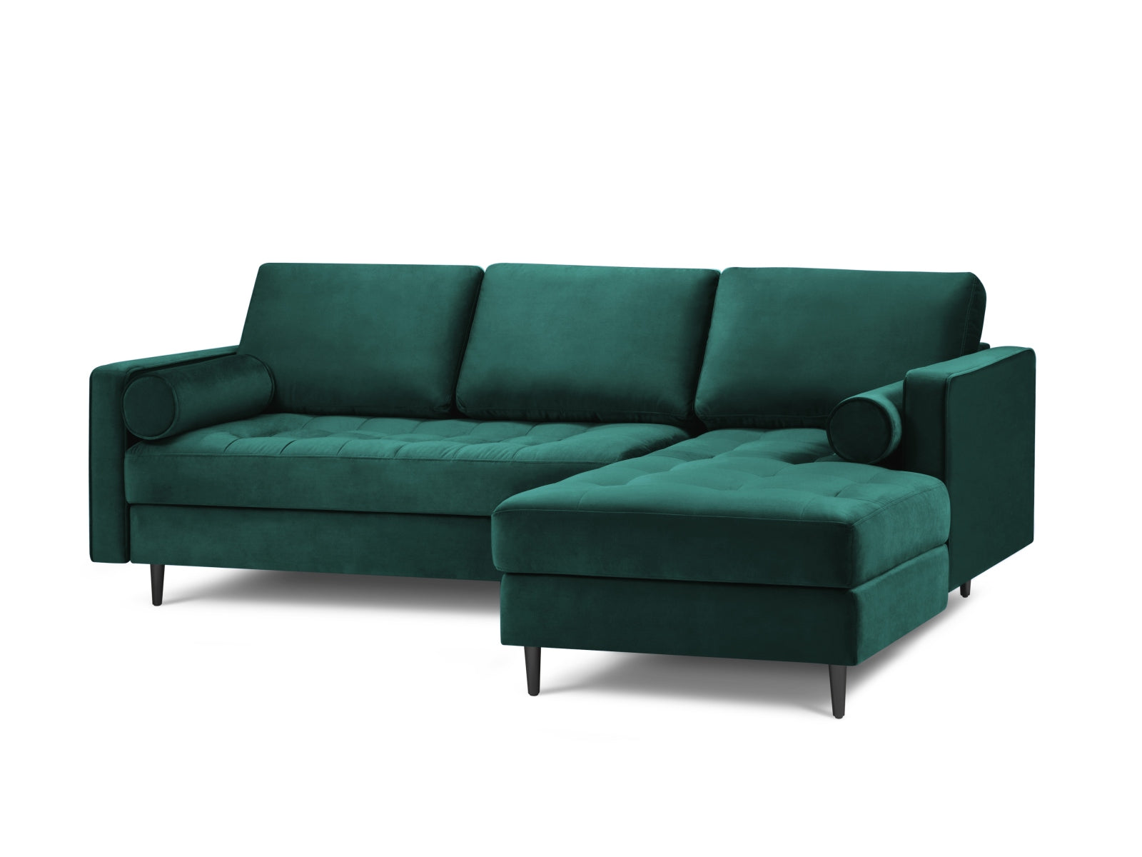 Stylisches 4-Sitzer Ecksofa rechts Aspen in ansprechendem Petrol, perfekt für gemütliche Abende und zeitgemäße Einrichtung.