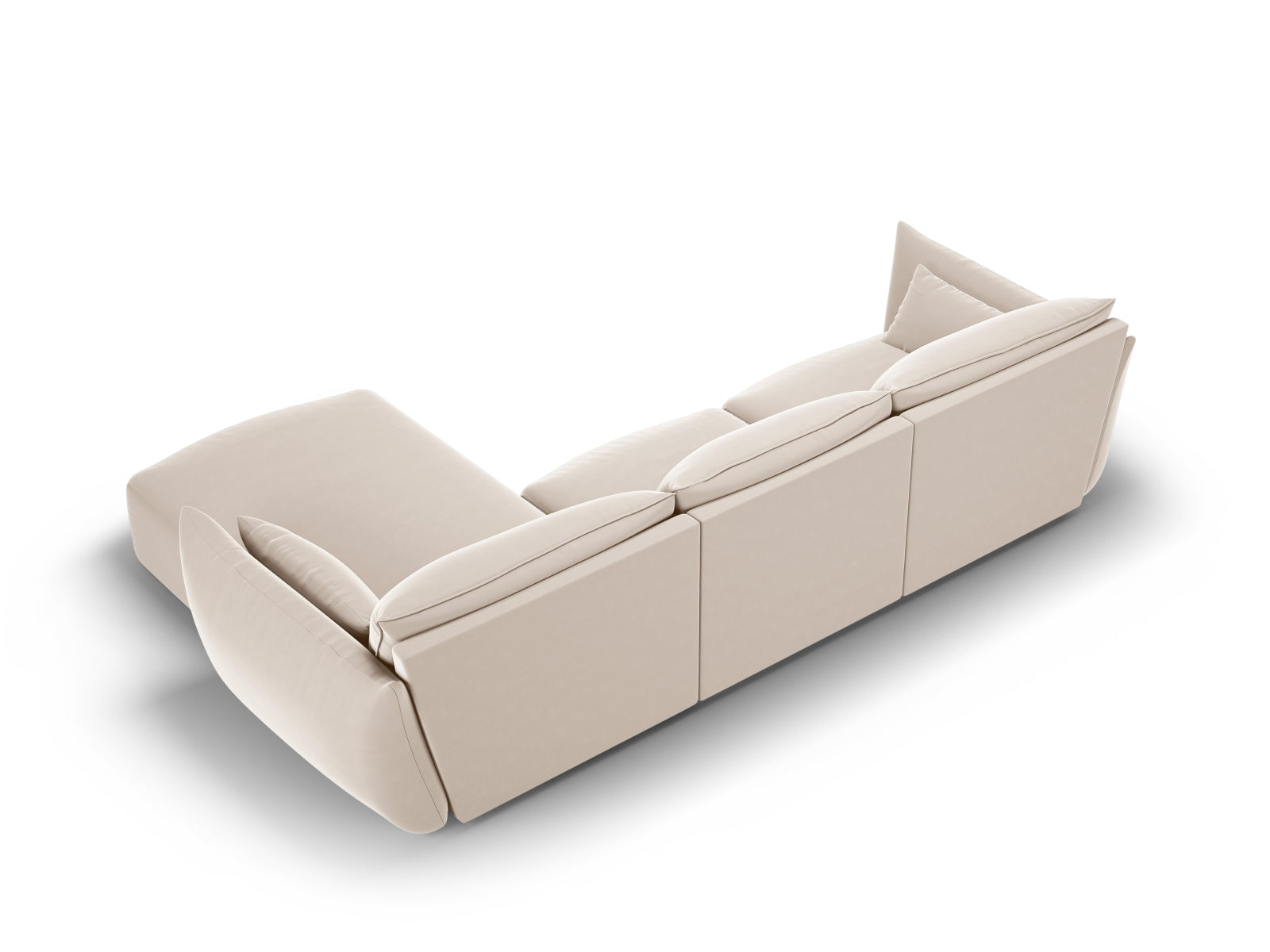 Modernes 4-Sitzer Ecksofa Matera in sanften Beigetönen, perfekt für entspannte Stunden und stilvolle Einrichtungsideen.