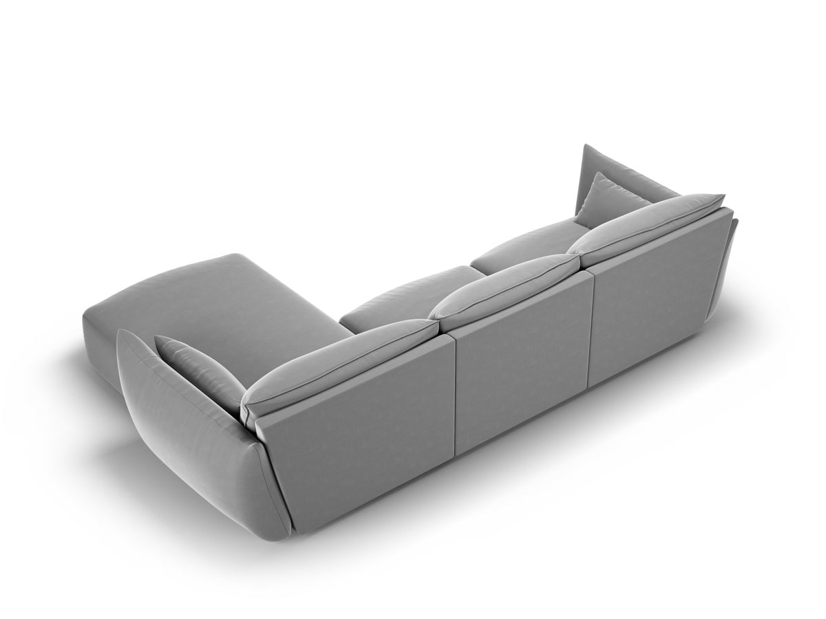 Ecksofa rechts Matera mit Stoffbezug, Récamière und schwarzen Kunststoffbeinen