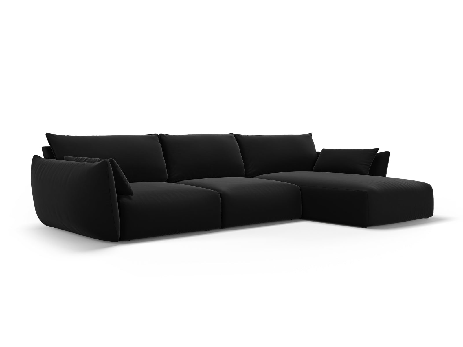 Elegantes 4-Sitzer Ecksofa rechts Matera in stilvollem Schwarz, ideal für moderne Wohnräume, von Cosmopolitan Design.