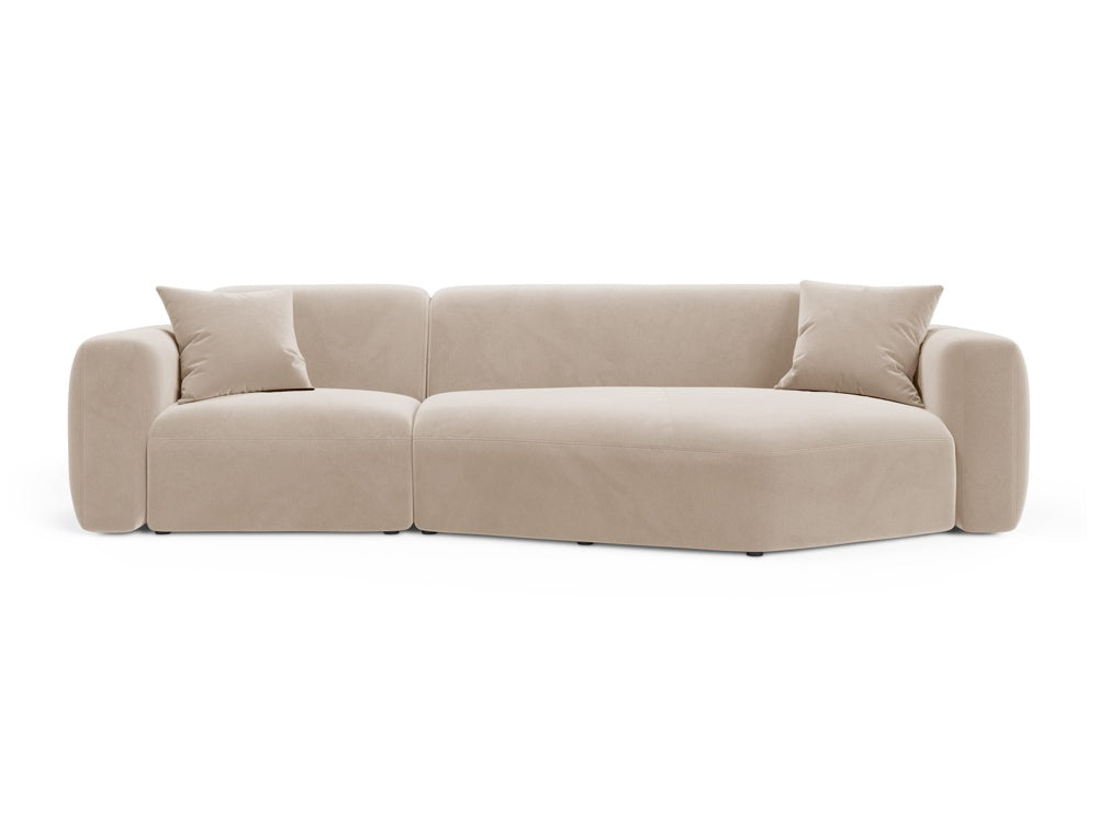 Strino Velour Modular Ecksofa rechts 3 Sitzer in Beige präsentiert im Onlineshop von KAQTU Design AG. Ecksofa rechts ist von Cosmopolitan Design