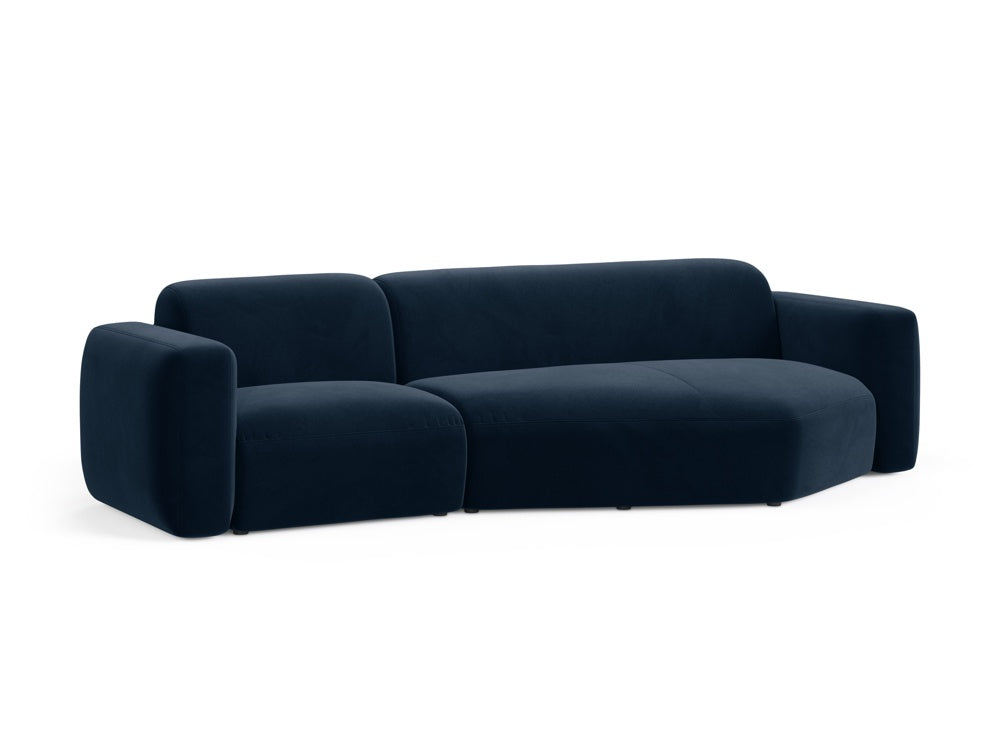 Elegantes Strino Velour Ecksofa in Royal Blue, ideal für stilvolle Wohnräume. Modular und bequem, perfekt für entspannte Abende.