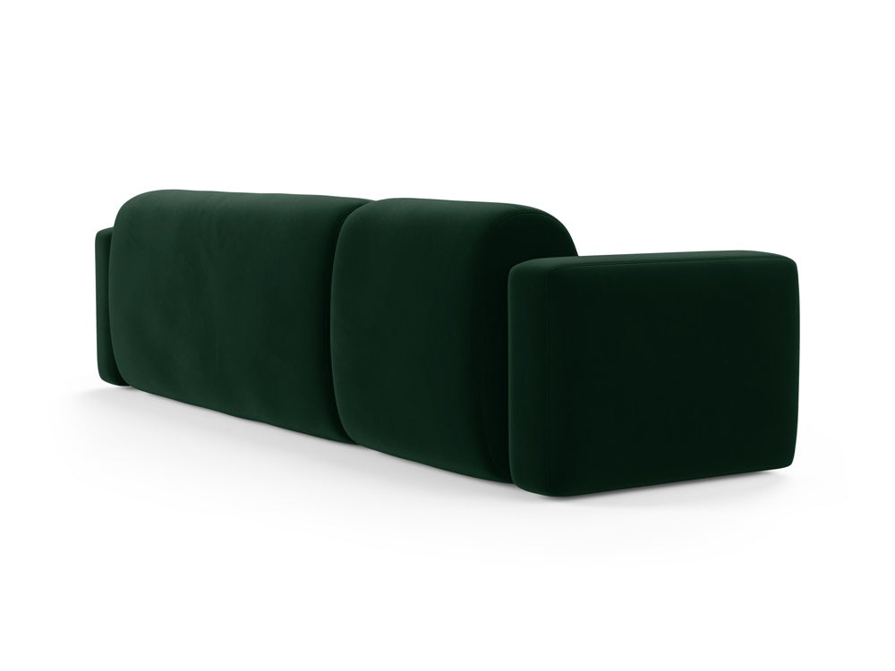 Modulares 3-Sitzer Ecksofa in edlem Bottle Green Velours, rechtsseitig, perfekt für moderne und elegante Wohnambiente von Cosmopolitan Design.