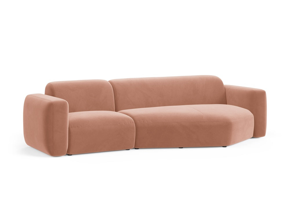 Elegantes Strino Velour Ecksofa in Pink-Salvador, ideal für moderne Wohnräume. Modular und bequem, perfekt für entspannte Stunden.