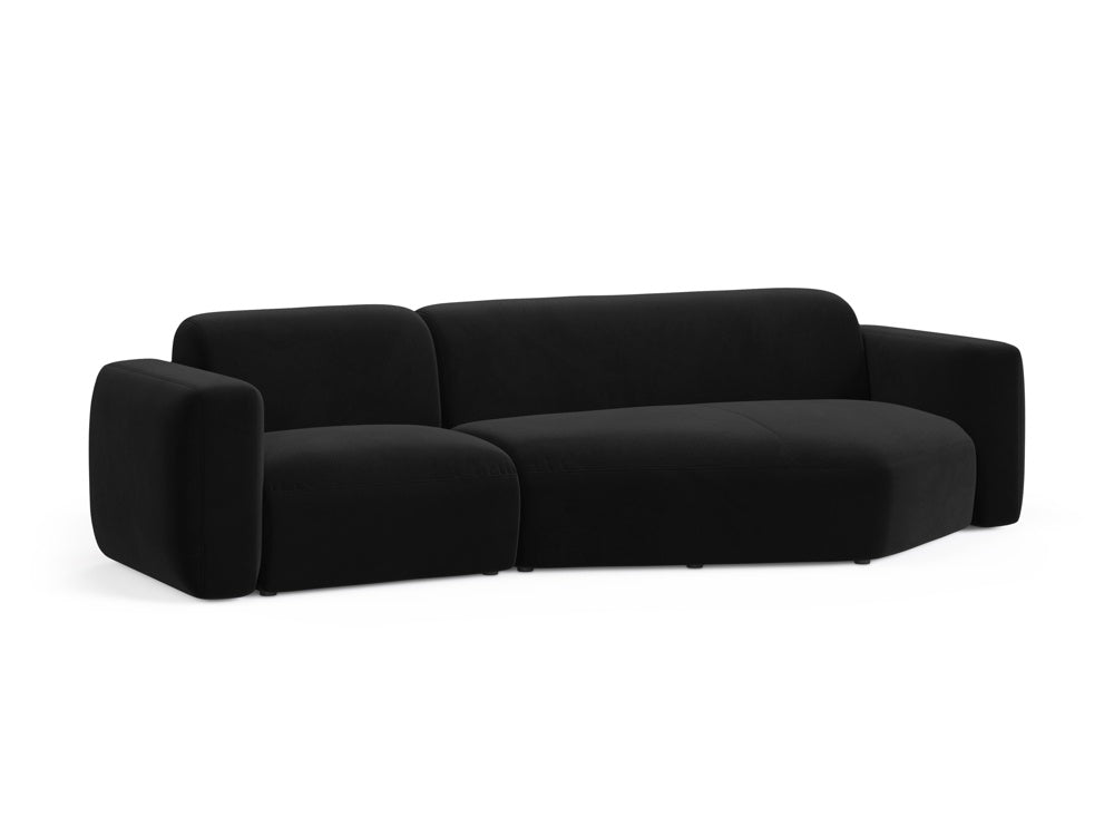 Elegantes Strino Velour Ecksofa in Schwarz, modular und vielseitig, ideal für stilvolle Wohnräume. Perfekt als 3-Sitzer für gemütliche Abende.