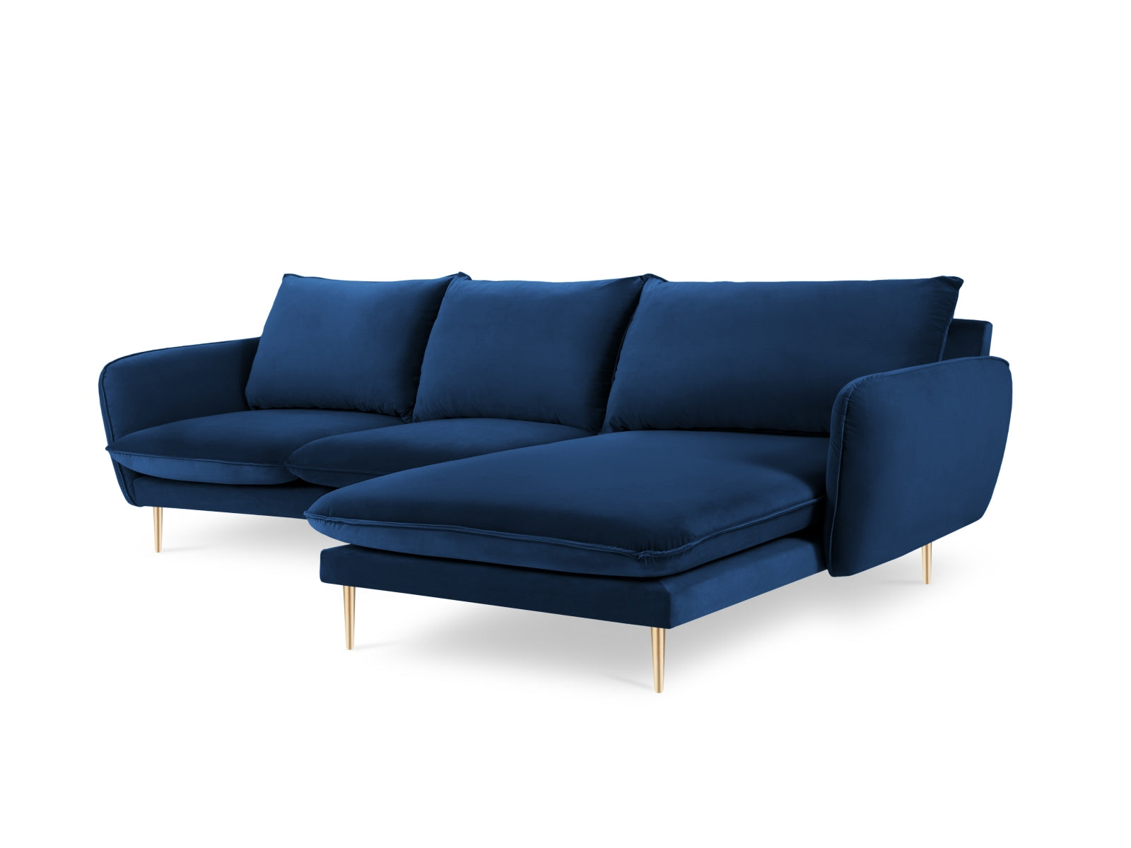 Modernes 5-Sitzer Ecksofa in Royal Blue aus Velours, 170 cm, perfekt für gemütliche Ecken und stilvolle Einrichtung von Cosmopolitan Design.