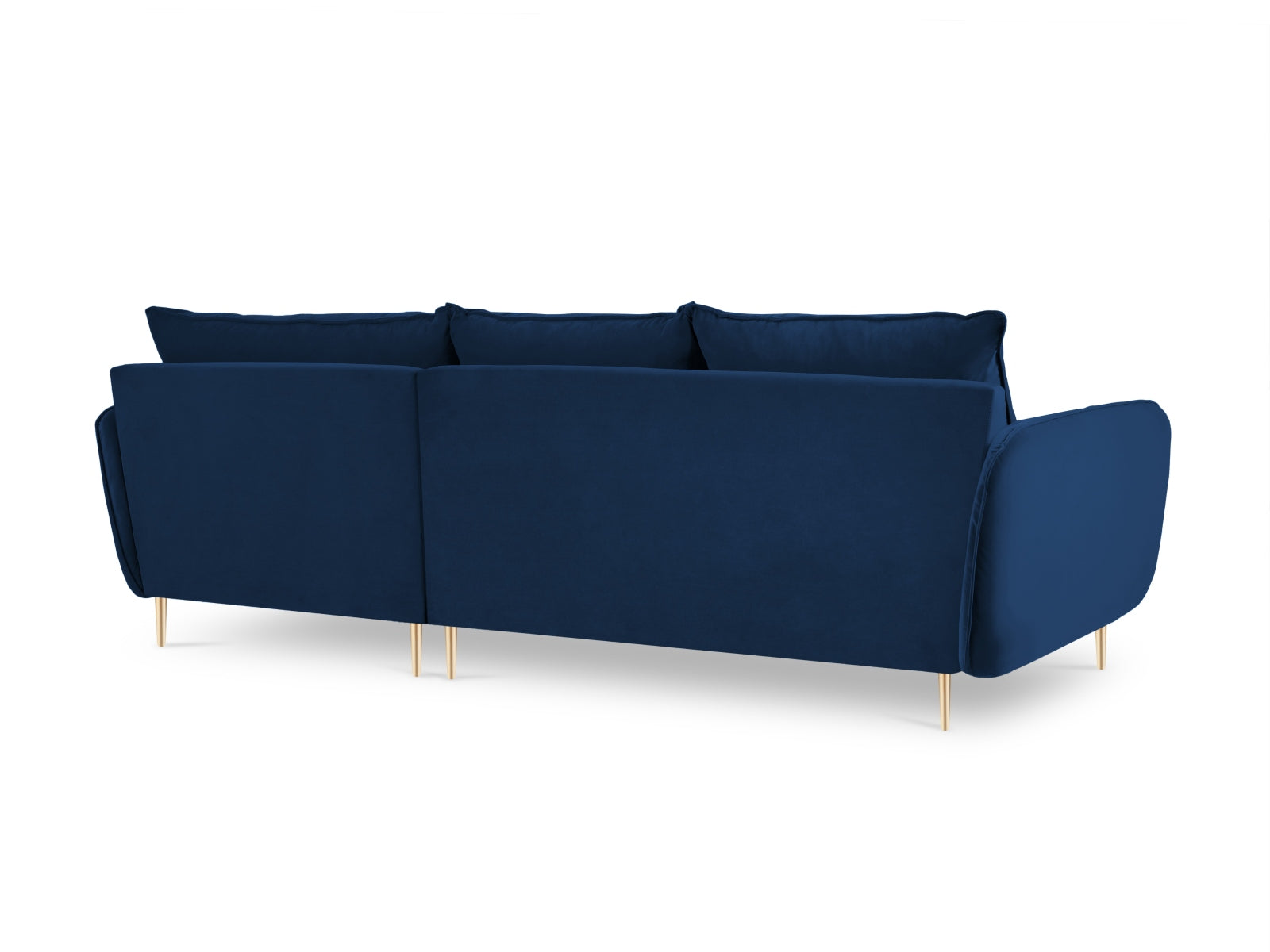 Elegantes 5-Sitzer Ecksofa in Royal Blue aus weichem Velours, 170 cm, ideal für stilvolle Wohnräume und entspannte Stunden von Cosmopolitan Design.
