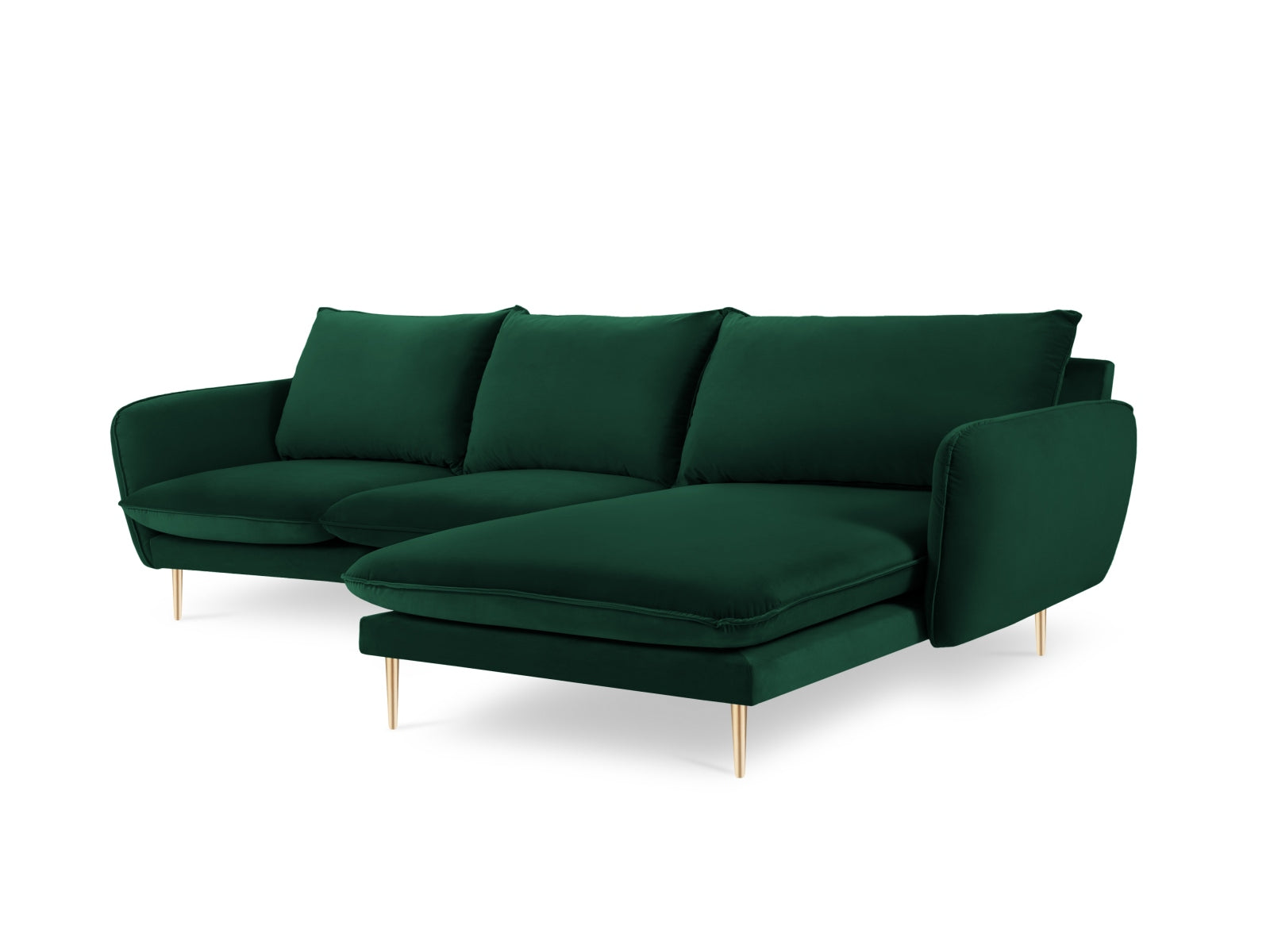 Vienna Velour Ecksofa rechts 5 Sitzer 170cm in Bottle Green/Gold-Bluvel präsentiert im Onlineshop von KAQTU Design AG. Ecksofa rechts ist von Cosmopolitan Design