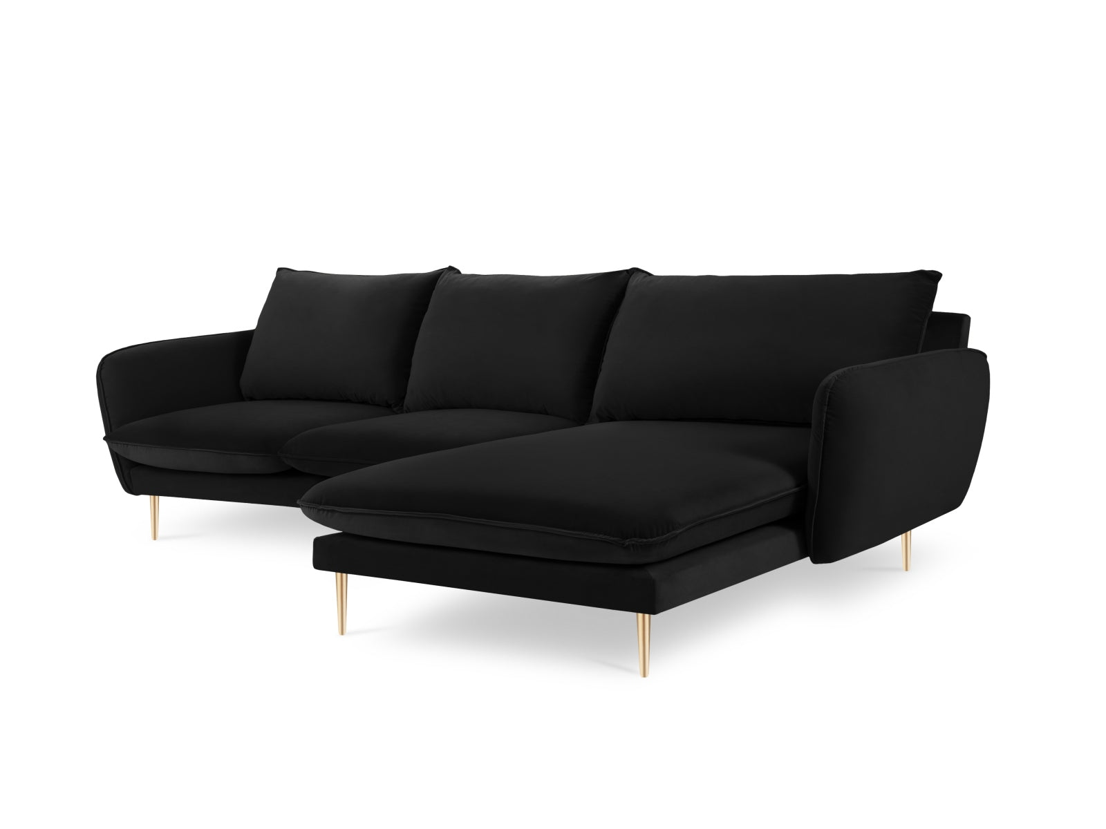 Modernes Ecksofa Vienna in edlem Velours, rechtsseitig, 5-Sitzer mit 170 cm Breite, perfekt für gemütliche und stilvolle Wohnzimmer.
