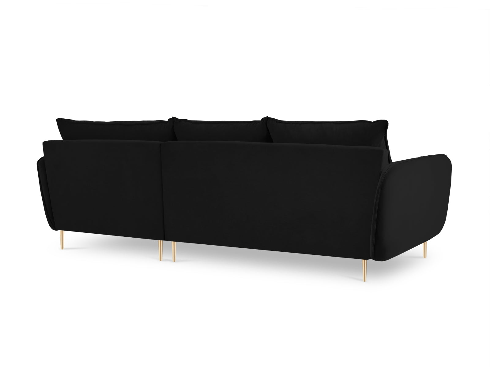 Vienna Velour Ecksofa rechts 5 Sitzer 170cm in Black/Gold-Bluvel präsentiert im Onlineshop von KAQTU Design AG. Ecksofa rechts ist von Cosmopolitan Design