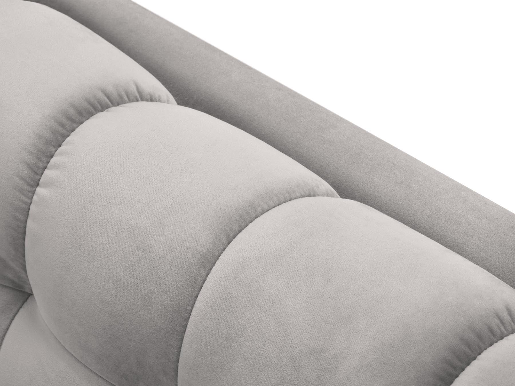 Elegantes 5-Sitzer Ecksofa rechts Bali in zeitgemäßem Silver-Bluvel, ideal für gemütliche Abende und stilvolle Einrichtung.