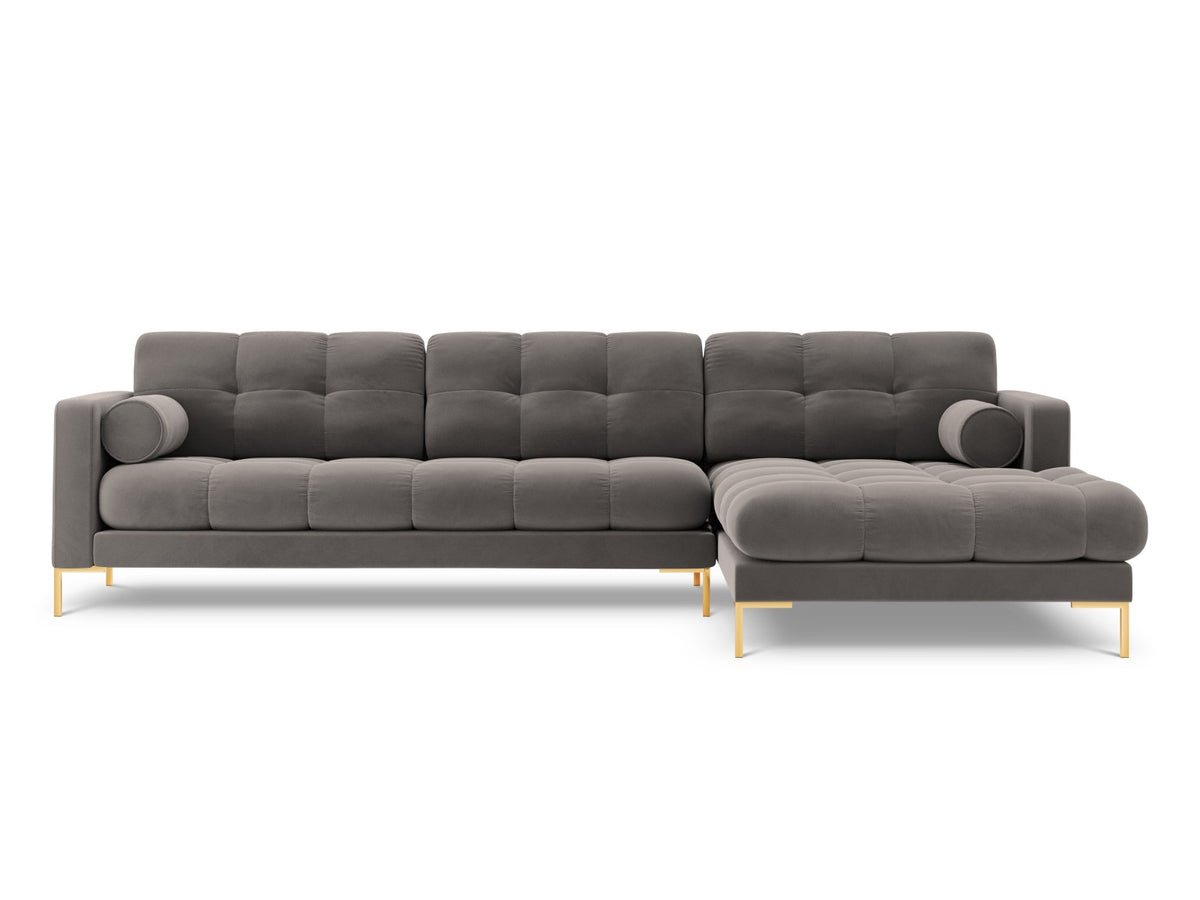 Ecksofa rechts Bali von Cosmopolitan Design mit Récamière, Stoffbezug und Metallbeinen