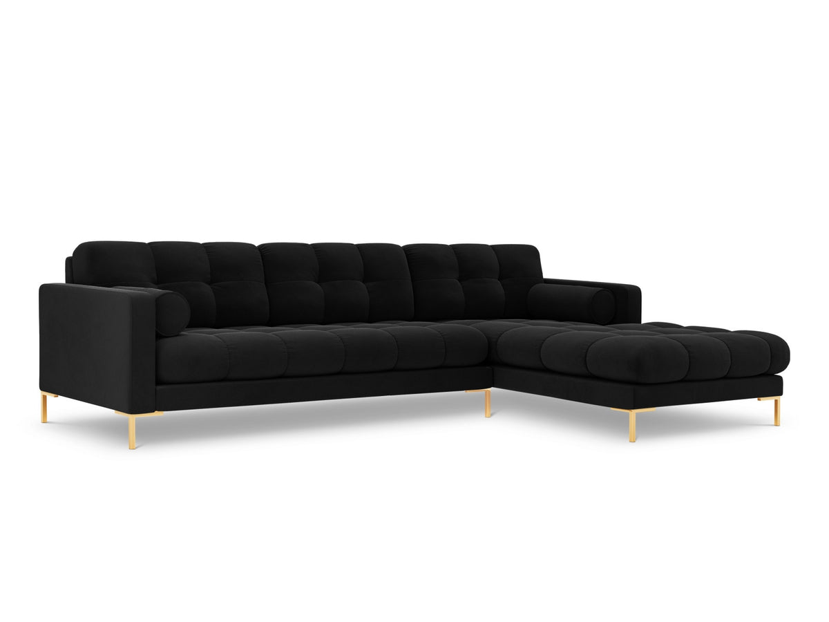 Ecksofa rechts Bali von Cosmopolitan Design mit Récamière, Stoffbezug und Metallbeinen