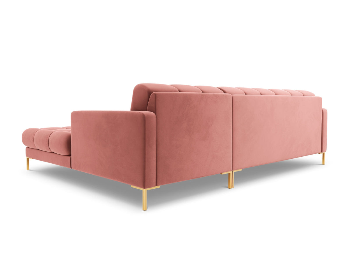 Ecksofa rechts Bali von Cosmopolitan Design mit Récamière, Stoffbezug und Metallbeinen