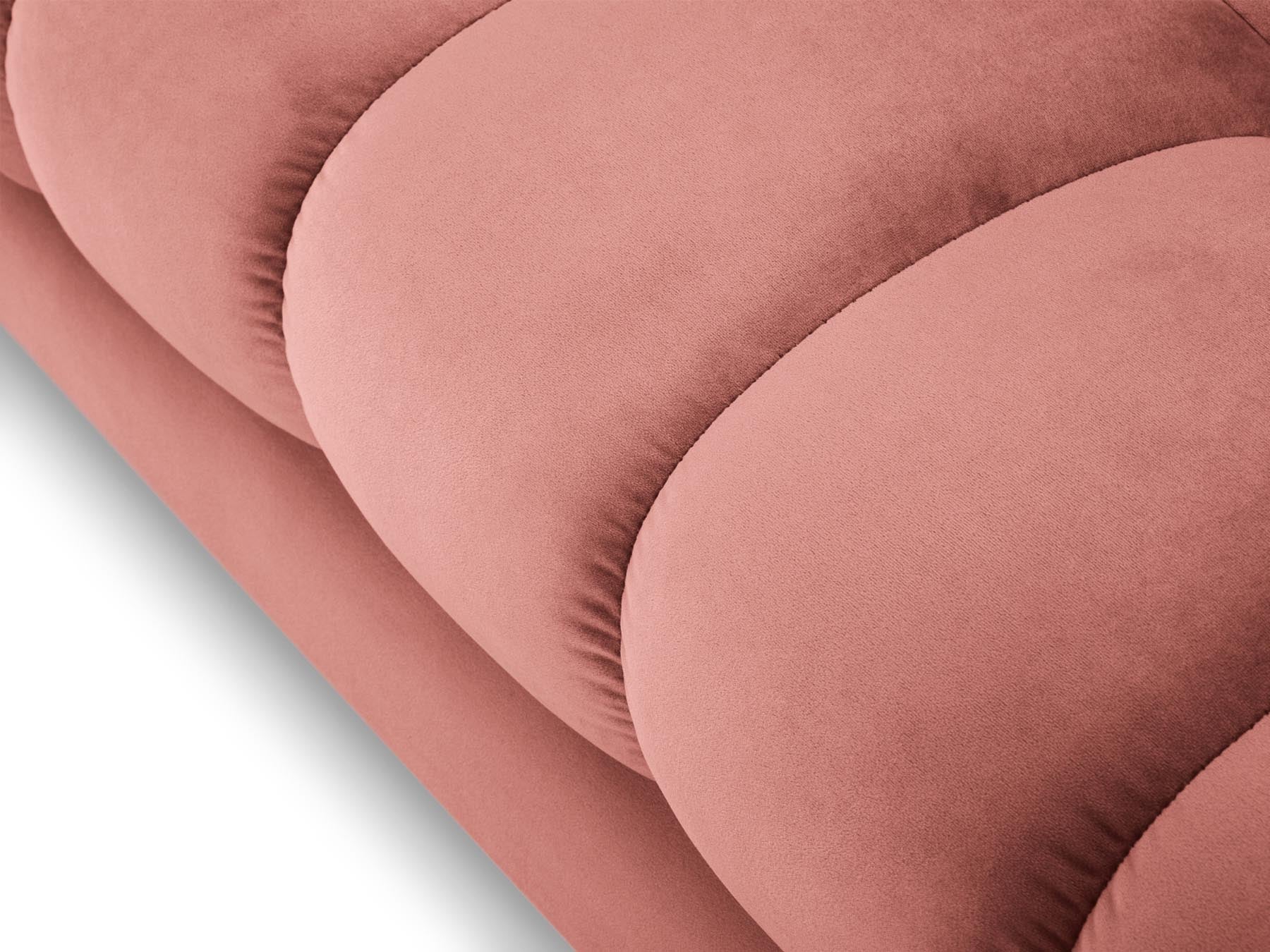 Stylisches 5-Sitzer Ecksofa rechts Bali in frischem Pink-Bluvel, perfekt für gemütliche Stunden und ein trendiges Zuhause.
