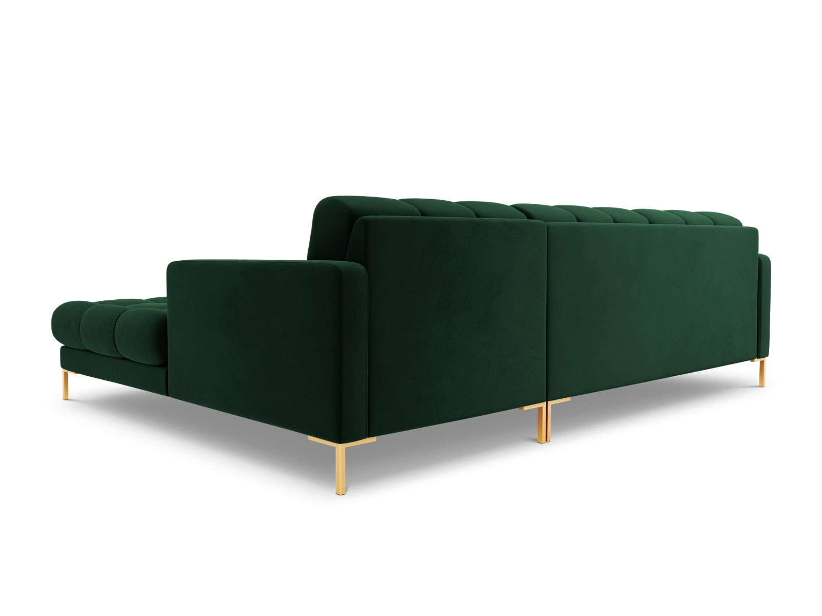 Elegantes 5-Sitzer Ecksofa rechts Bali in luxuriösem Bottle Green-Bluvel, ideal für moderne und gemütliche Wohnräume.