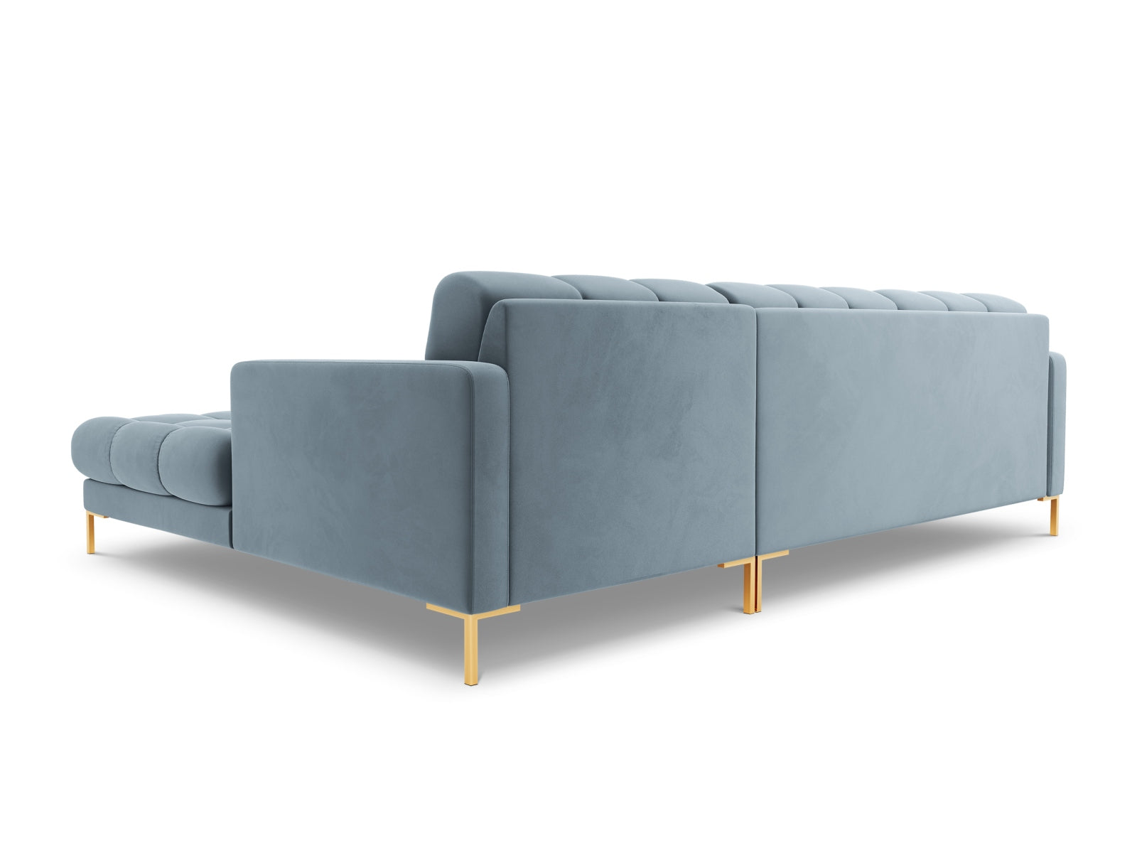 Elegantes 5-Sitzer Ecksofa rechts Bali in sanftem Hellblau, ideal für stilvolle Wohnzimmer und entspannte Stunden von Cosmopolitan Design.