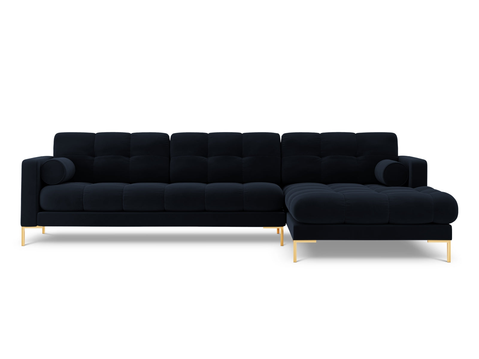 Stilvolles 5-Sitzer Ecksofa rechts Bali in edlem Blau, perfekt für moderne Wohnräume und entspannte Abende von Cosmopolitan Design.