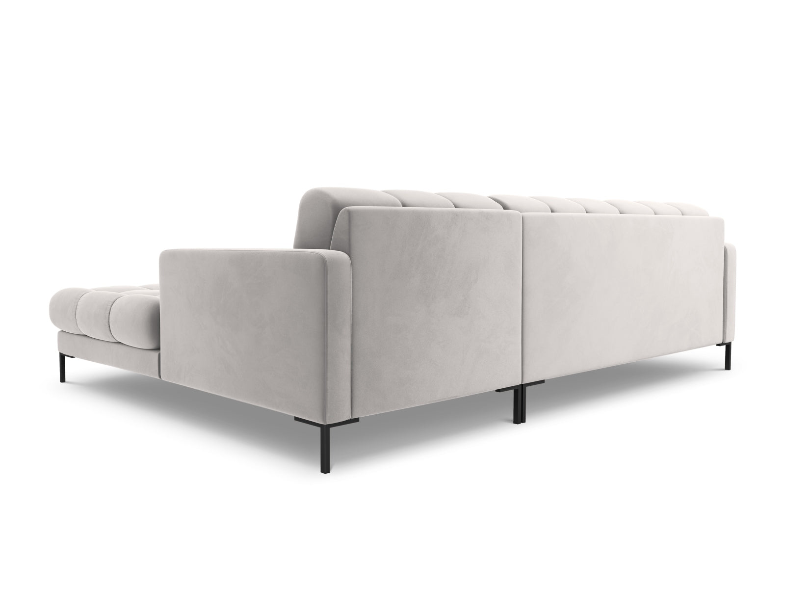 Elegantes 5-Sitzer Ecksofa rechts Bali in hochwertigem Silver-Bluvel, ideal für gemütliche Abende und stilvolle Einrichtung.